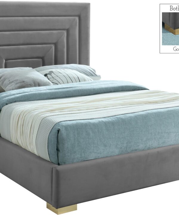 Nora Grey Velvet Queen Bed - Luxe Home Furnishings (Jersey City, NJ)