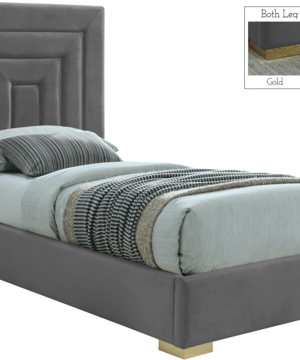 Nora Grey Velvet Twin Bed - Luxe Home Furnishings (Jersey City, NJ)