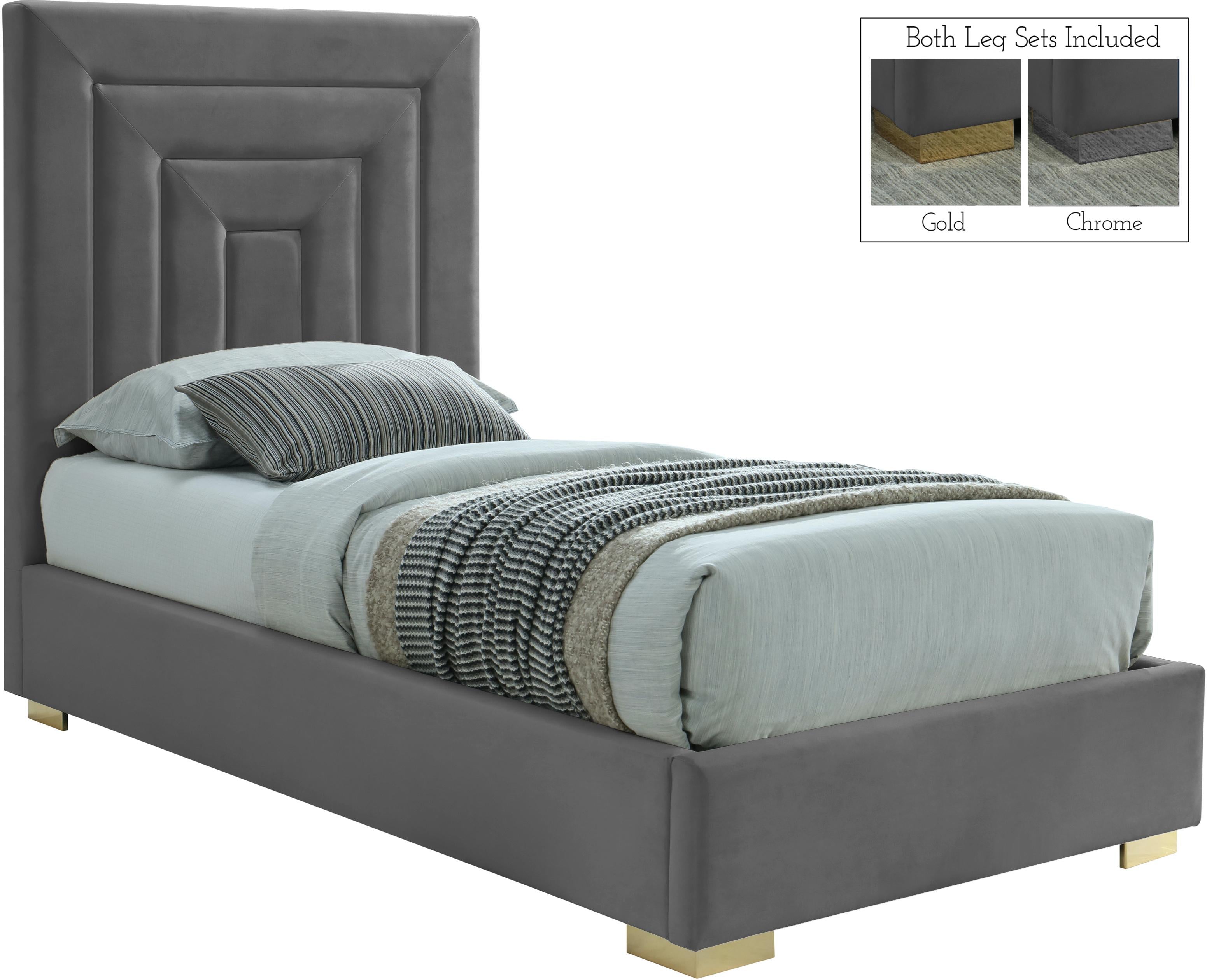 Nora Grey Velvet Twin Bed - Luxe Home Furnishings (Jersey City, NJ)