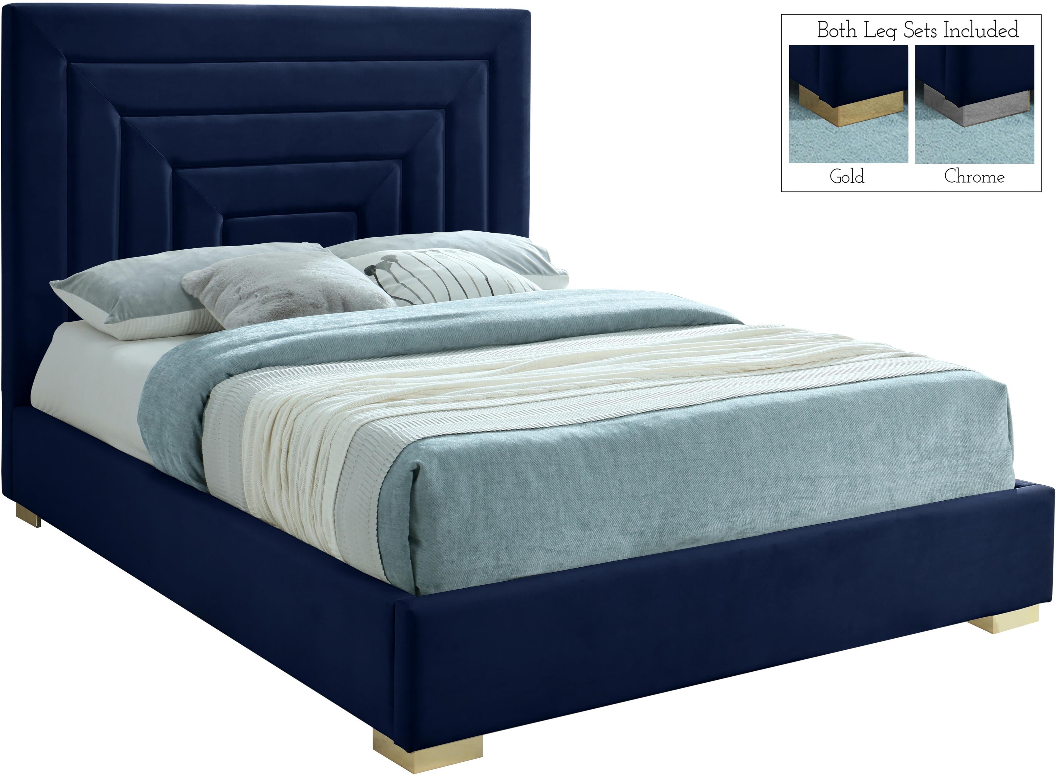 Nora Navy Velvet Queen Bed - Luxe Home Furnishings (Jersey City, NJ)