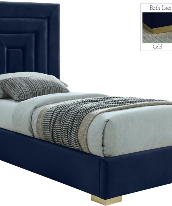 Nora Navy Velvet Twin Bed - Luxe Home Furnishings (Jersey City, NJ)