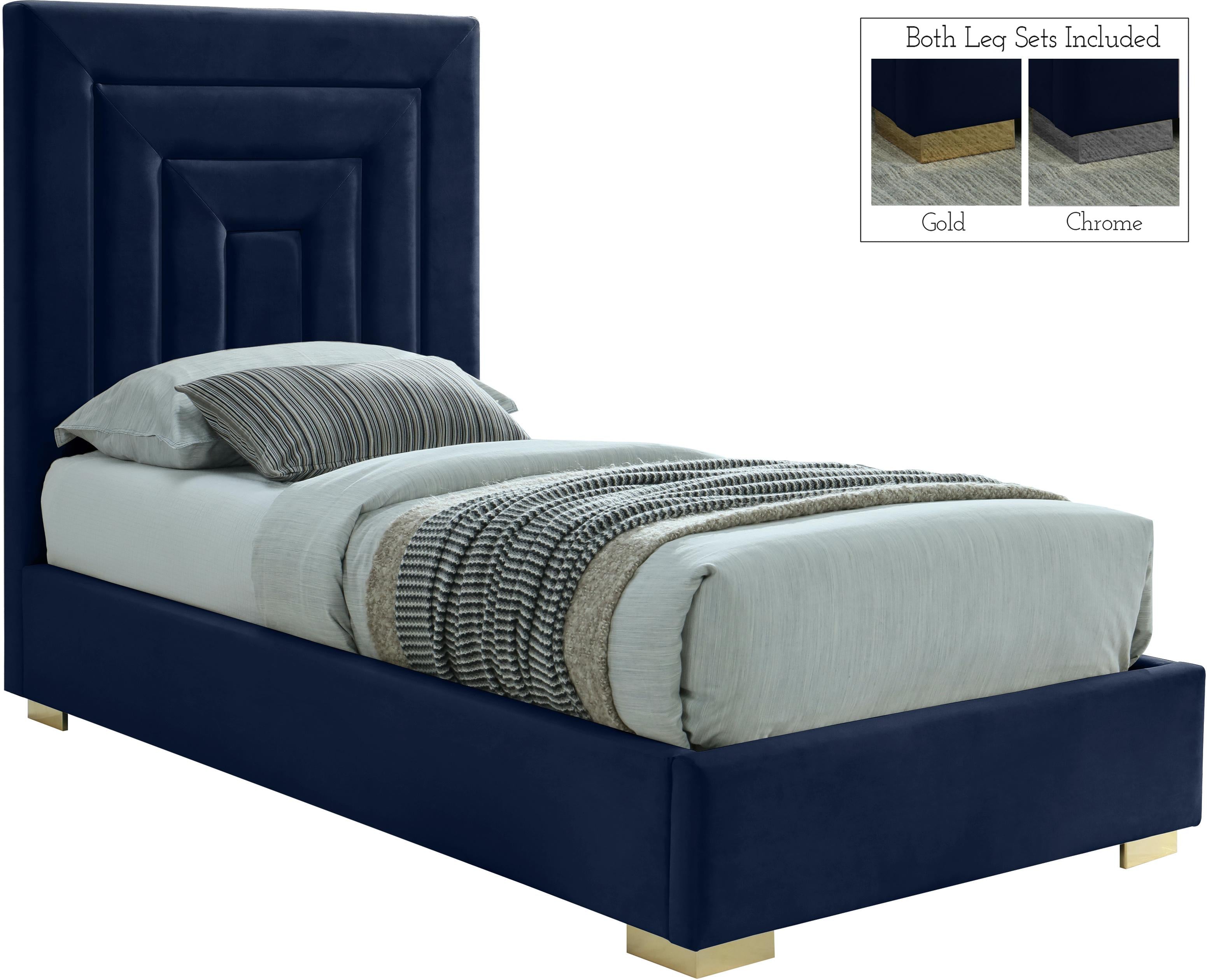 Nora Navy Velvet Twin Bed - Luxe Home Furnishings (Jersey City, NJ)