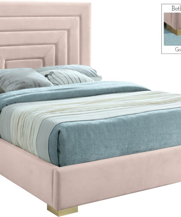 Nora Pink Velvet Queen Bed - Luxe Home Furnishings (Jersey City, NJ)