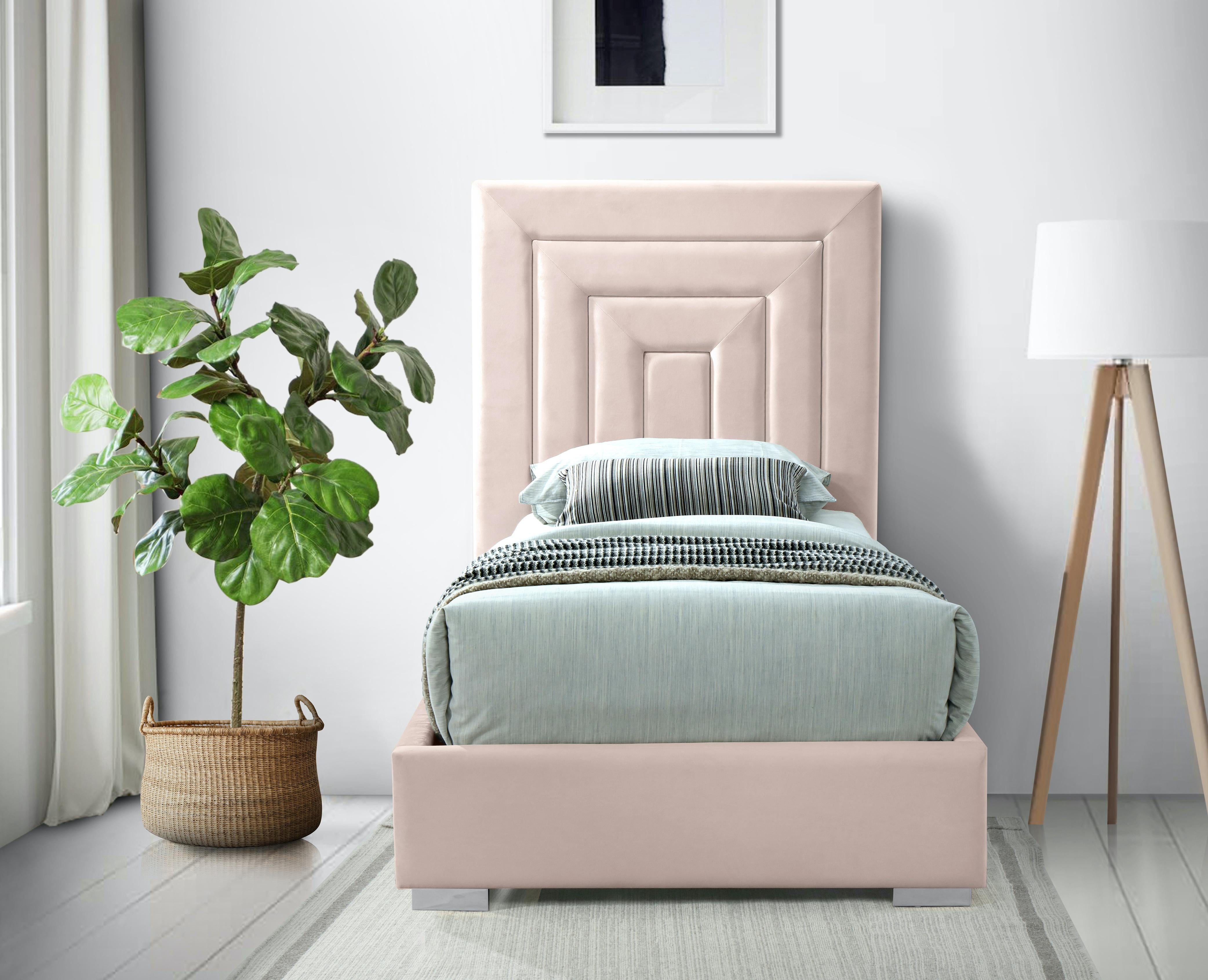Nora Pink Velvet Twin Bed - Luxe Home Furnishings (Jersey City, NJ)