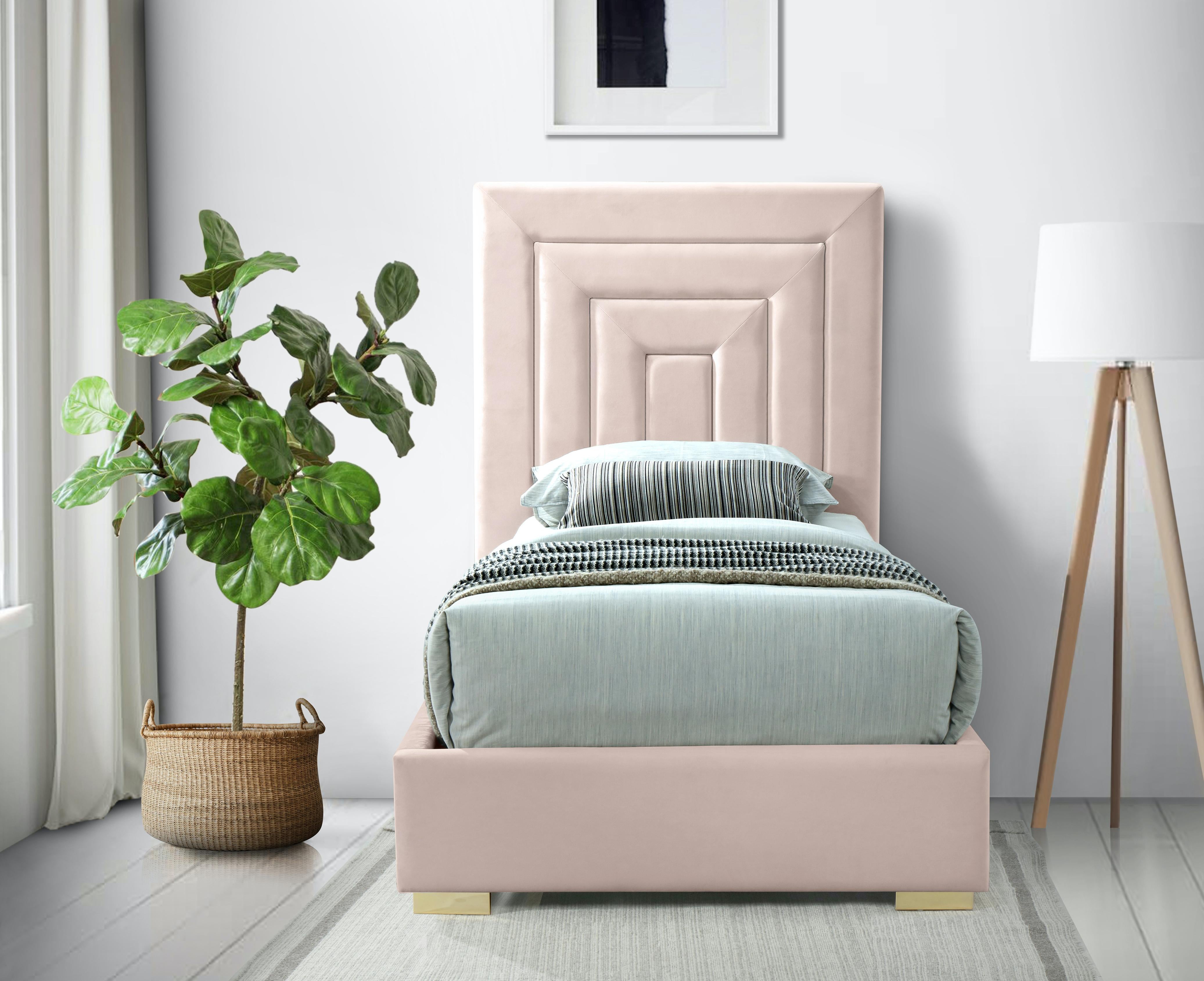 Nora Pink Velvet Twin Bed - Luxe Home Furnishings (Jersey City, NJ)