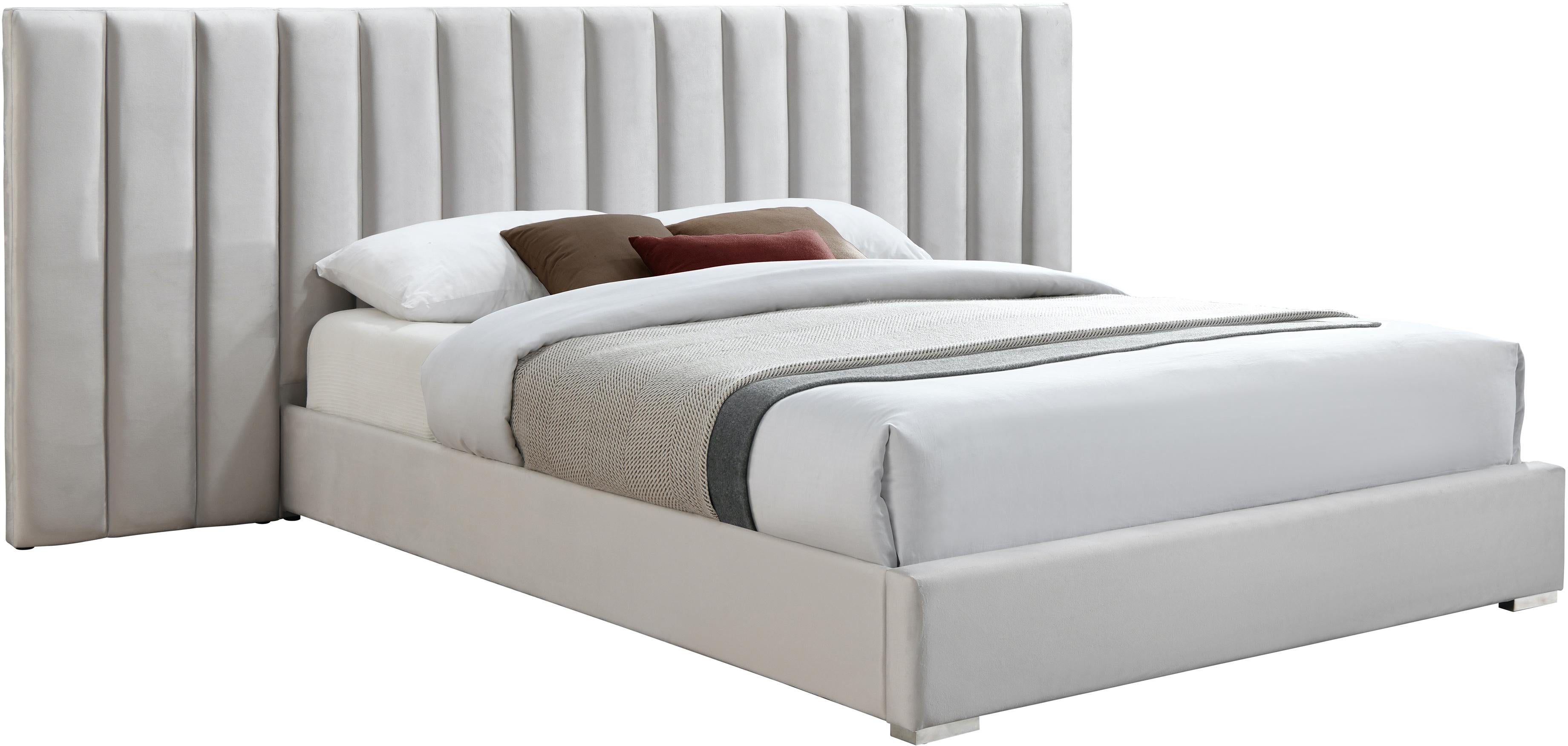 Pablo Cream Velvet King Bed - Luxe Home Furnishings (Jersey City, NJ)