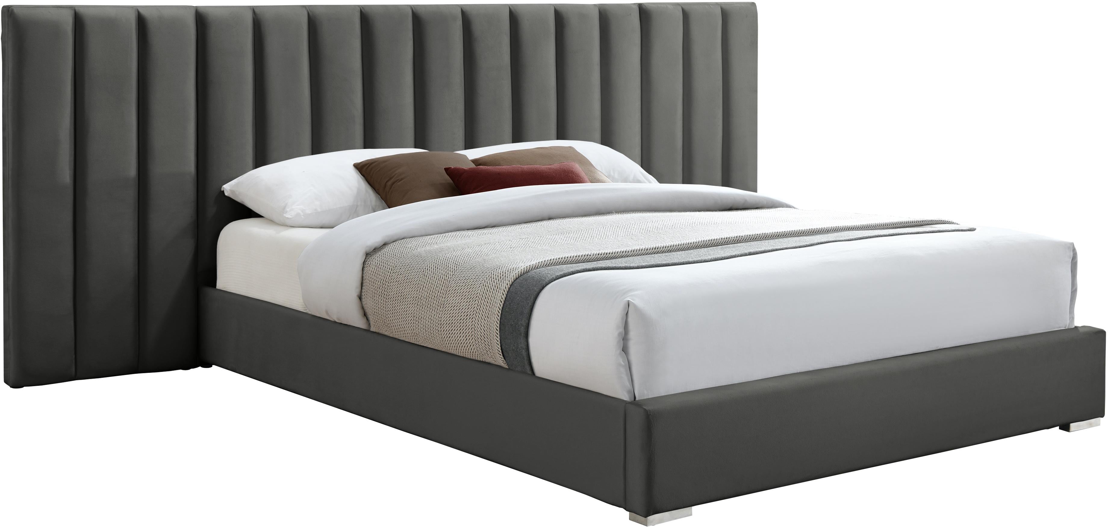 Pablo Grey Velvet Queen Bed - Luxe Home Furnishings (Jersey City, NJ)