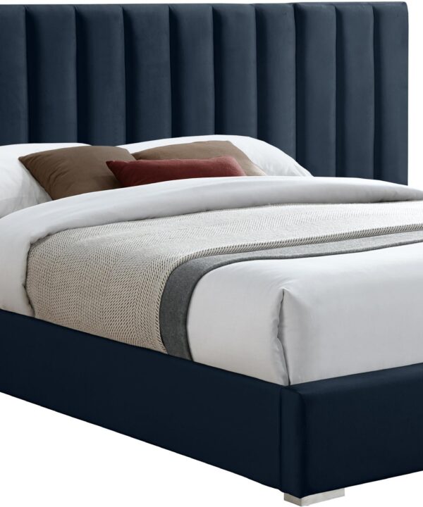 Pablo Navy Velvet Queen Bed - Luxe Home Furnishings (Jersey City, NJ)