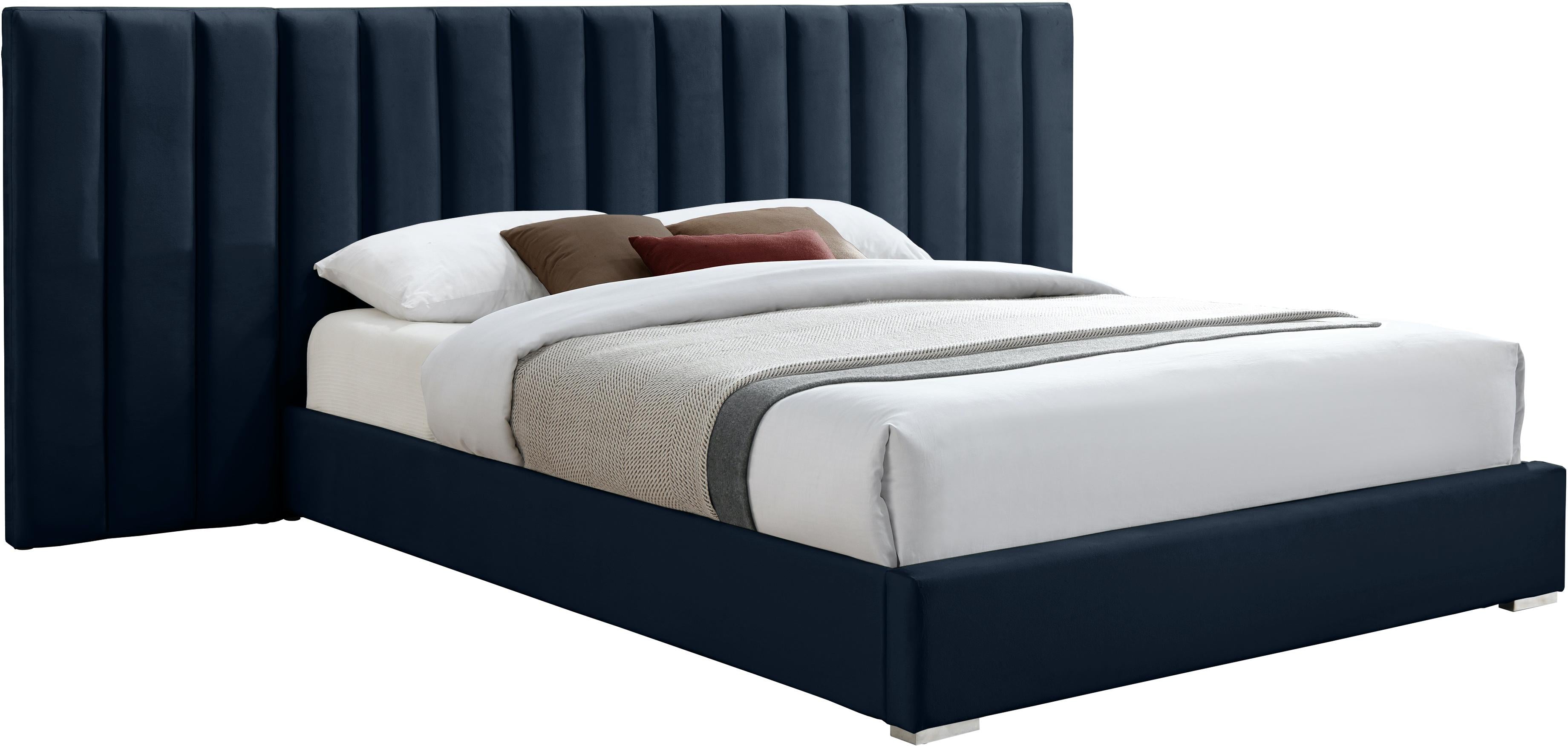 Pablo Navy Velvet Queen Bed - Luxe Home Furnishings (Jersey City, NJ)