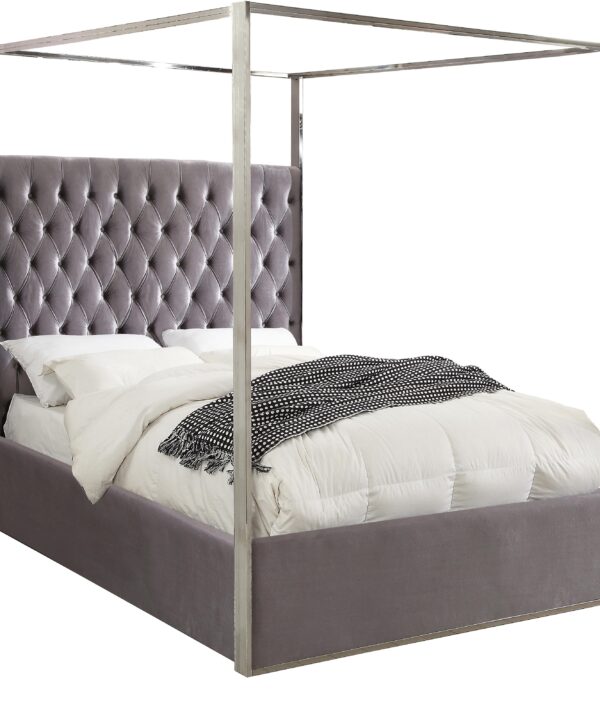 Porter Grey Velvet Queen Bed - Luxe Home Furnishings (Jersey City, NJ)