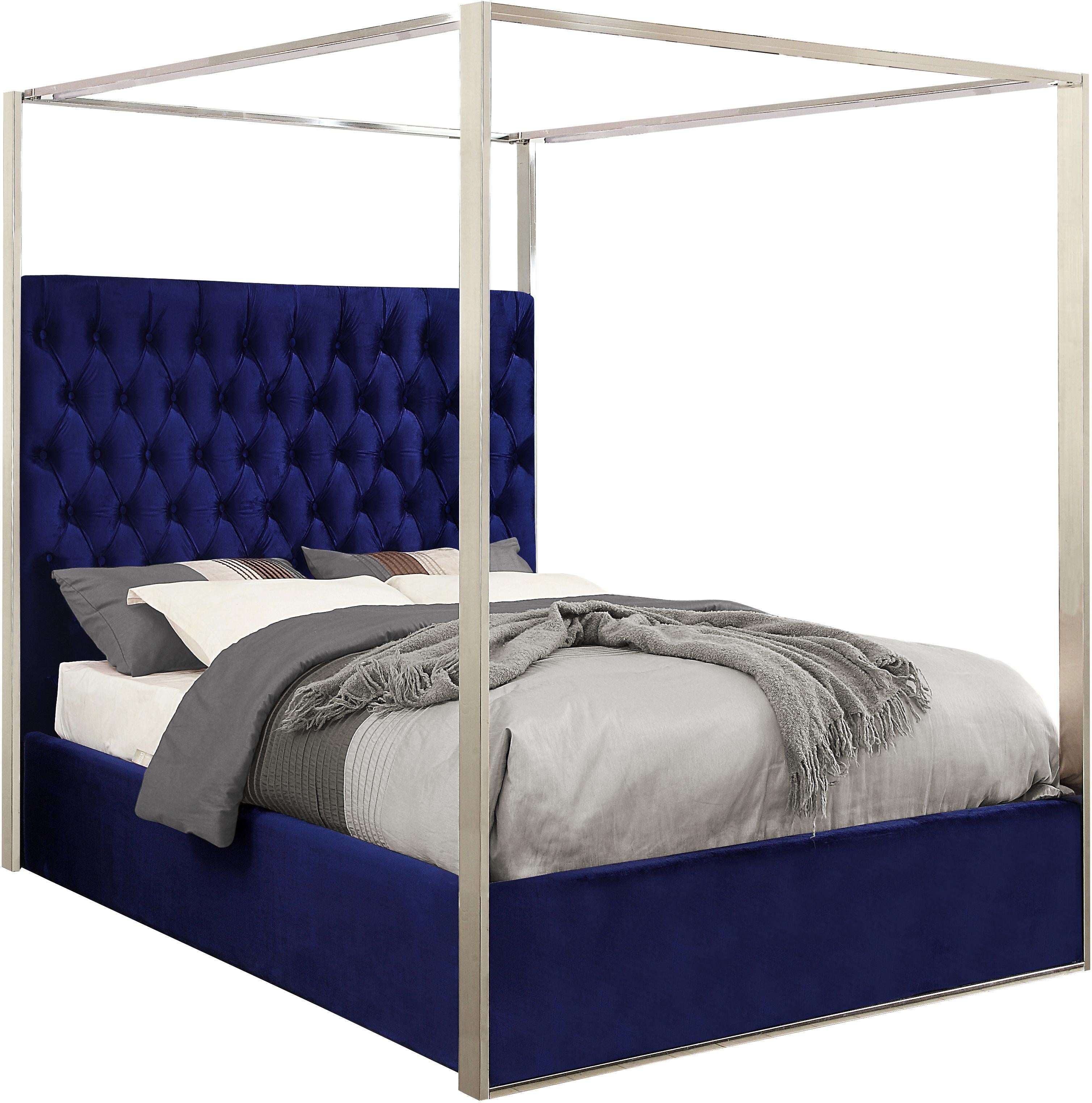 Porter Navy Velvet Queen Bed - Luxe Home Furnishings (Jersey City, NJ)