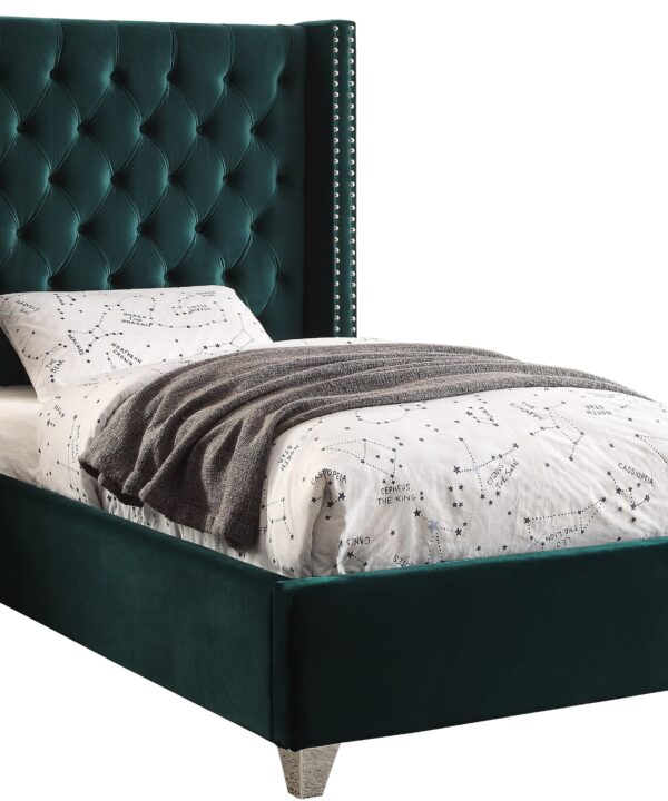 Aiden Green Velvet Twin Bed - Luxe Home Furnishings (Jersey City, NJ)