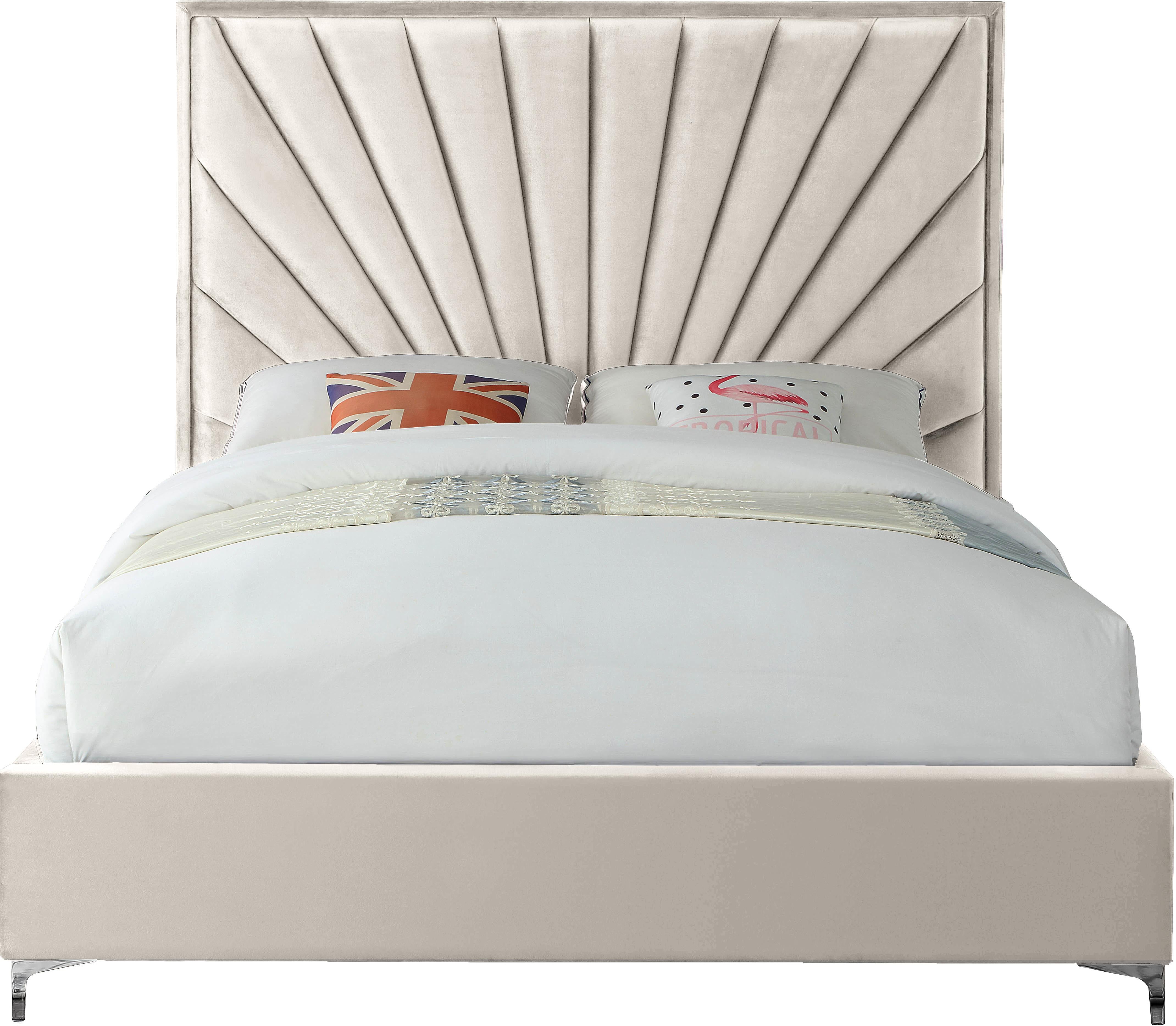Eclipse Cream Velvet King Bed - Luxe Home Furnishings (Jersey City, NJ)