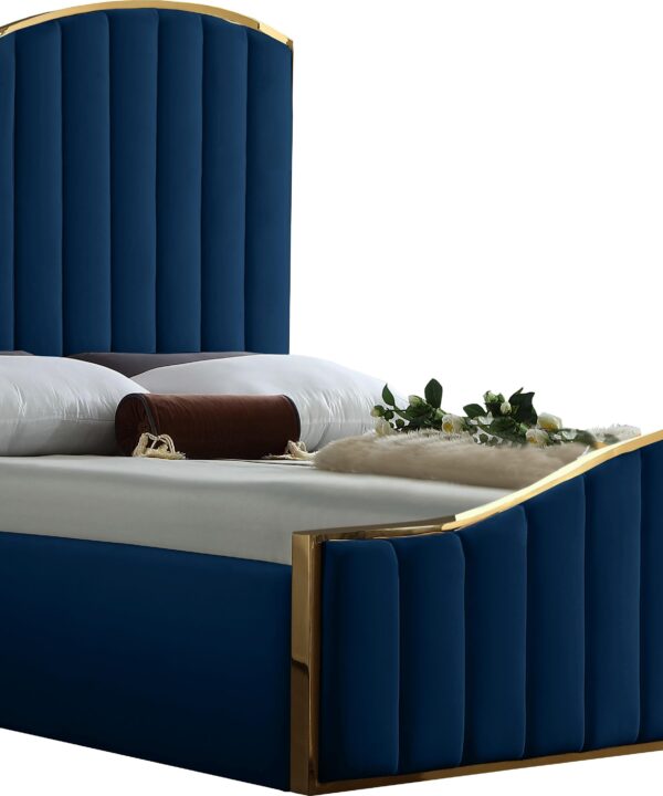 Jolie Navy Velvet King Bed (3 Boxes)