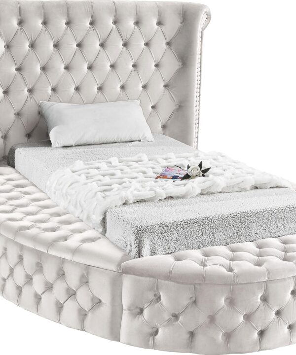 Luxus Cream Velvet Twin Bed (3 Boxes)