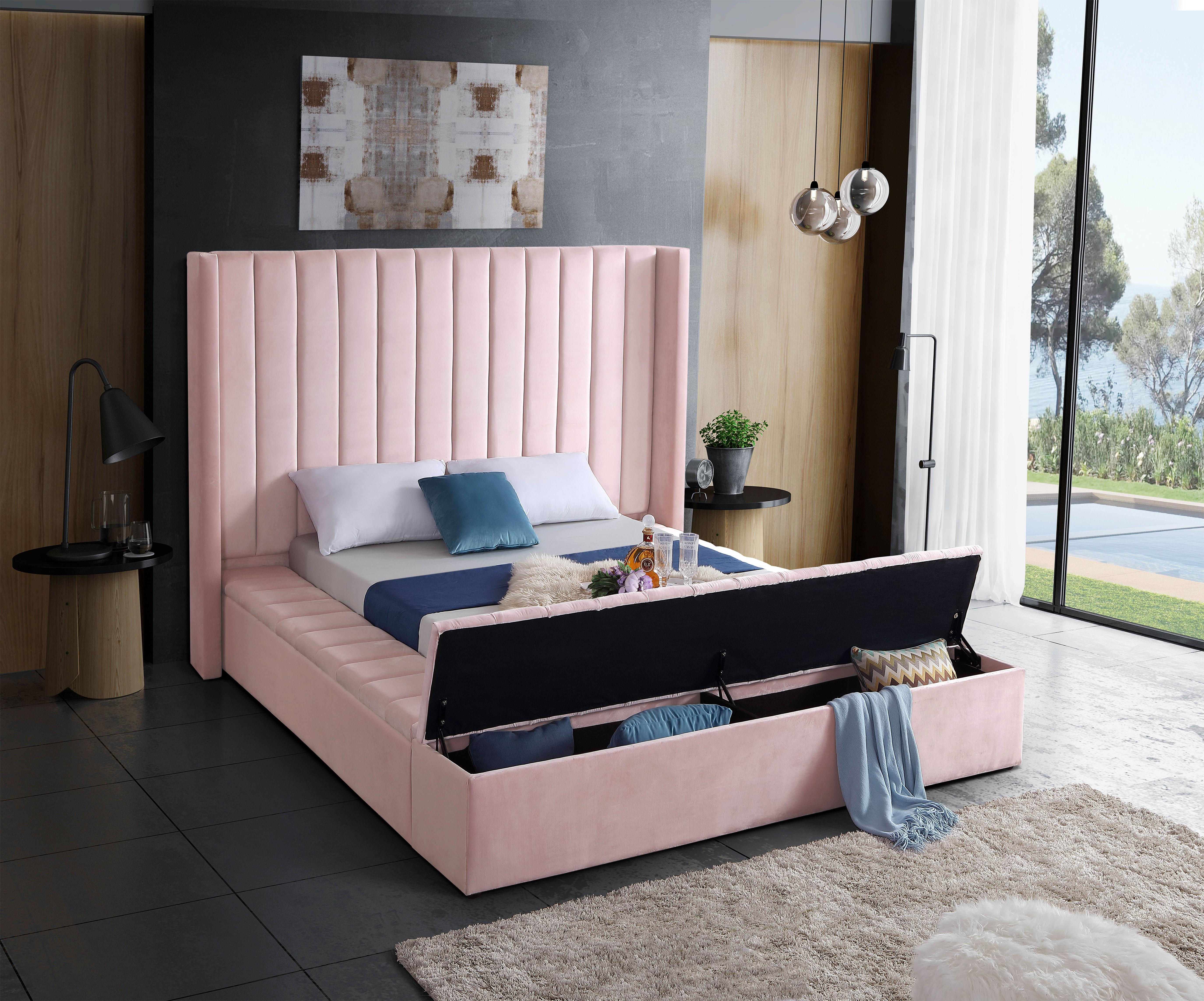 Kiki Pink Velvet King Bed (3 Boxes) - Image 3