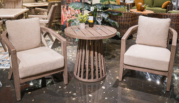 Joy Lagoon Outdoor Chairs with Cushions/Table (Set of 3) - Luxe Home Furnishings (Jersey City, NJ)