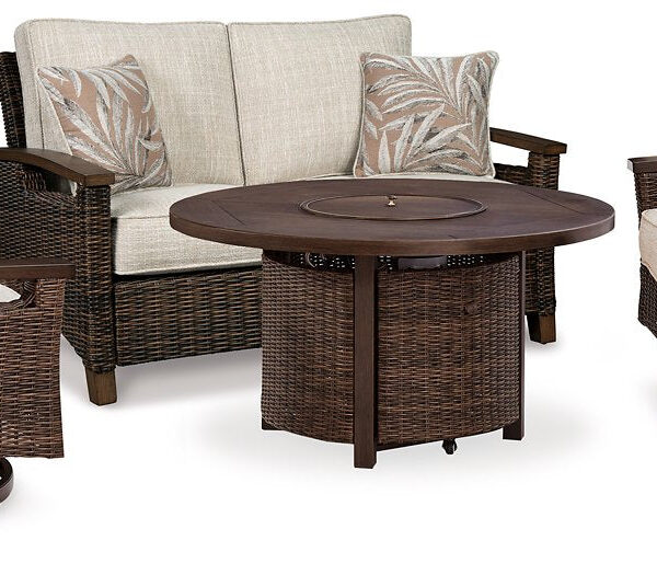Paradise Trail Outdoor Loveseat, Lounge Chairs and Fire Pit Table
