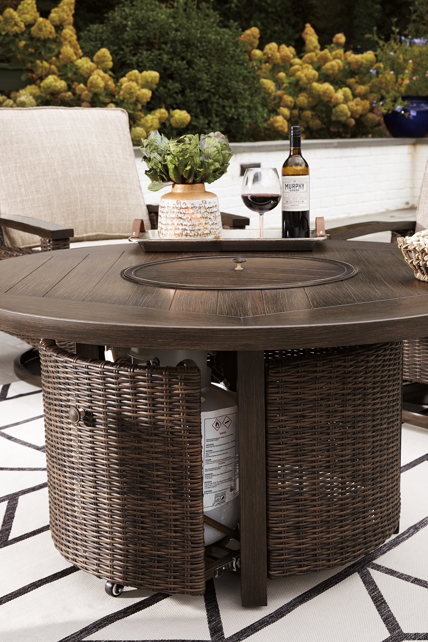 Paradise Trail Paradise Trail Fire Pit Table with 4 Nuvella Swivel Lounge Chairs - Image 6