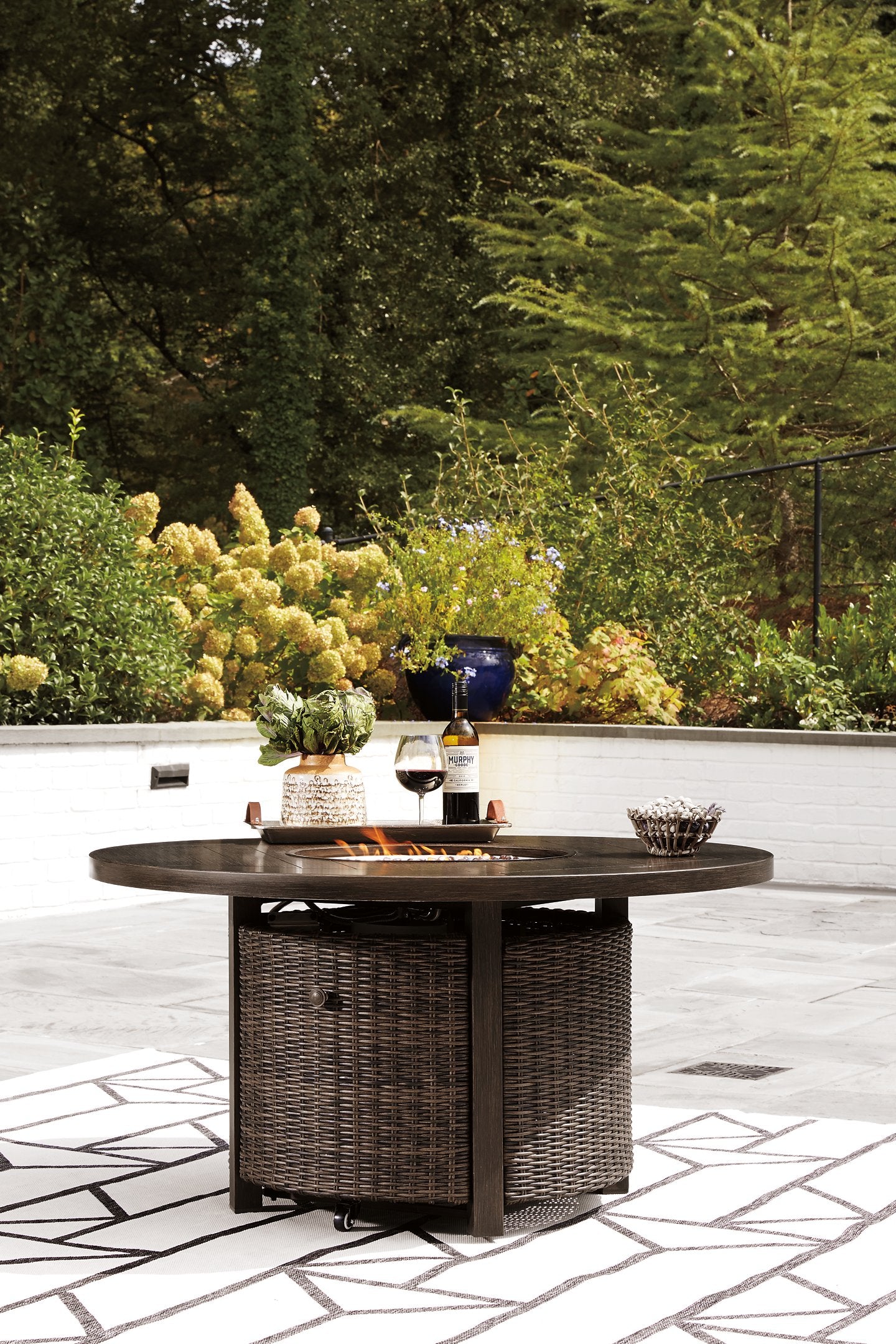 Paradise Trail Paradise Trail Fire Pit Table with 4 Nuvella Swivel Lounge Chairs - Image 7