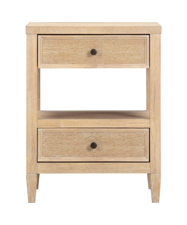 Bristol Park 20" Whitewashed Oak Wood 2-Drawer Nightstand - Luxe Home Furnishings (Jersey City, NJ)