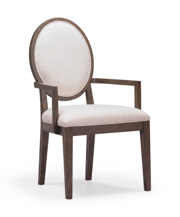 Mila Dark Brown and Beige Performance Fabric Dining Armchair - Luxe Home Furnishings (Jersey City, NJ)