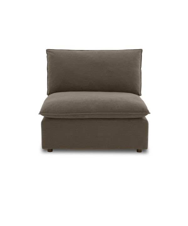 Cali Chocolate Brown Performance Velvet Armless Chair - Luxe Home Furnishings (Jersey City, NJ)