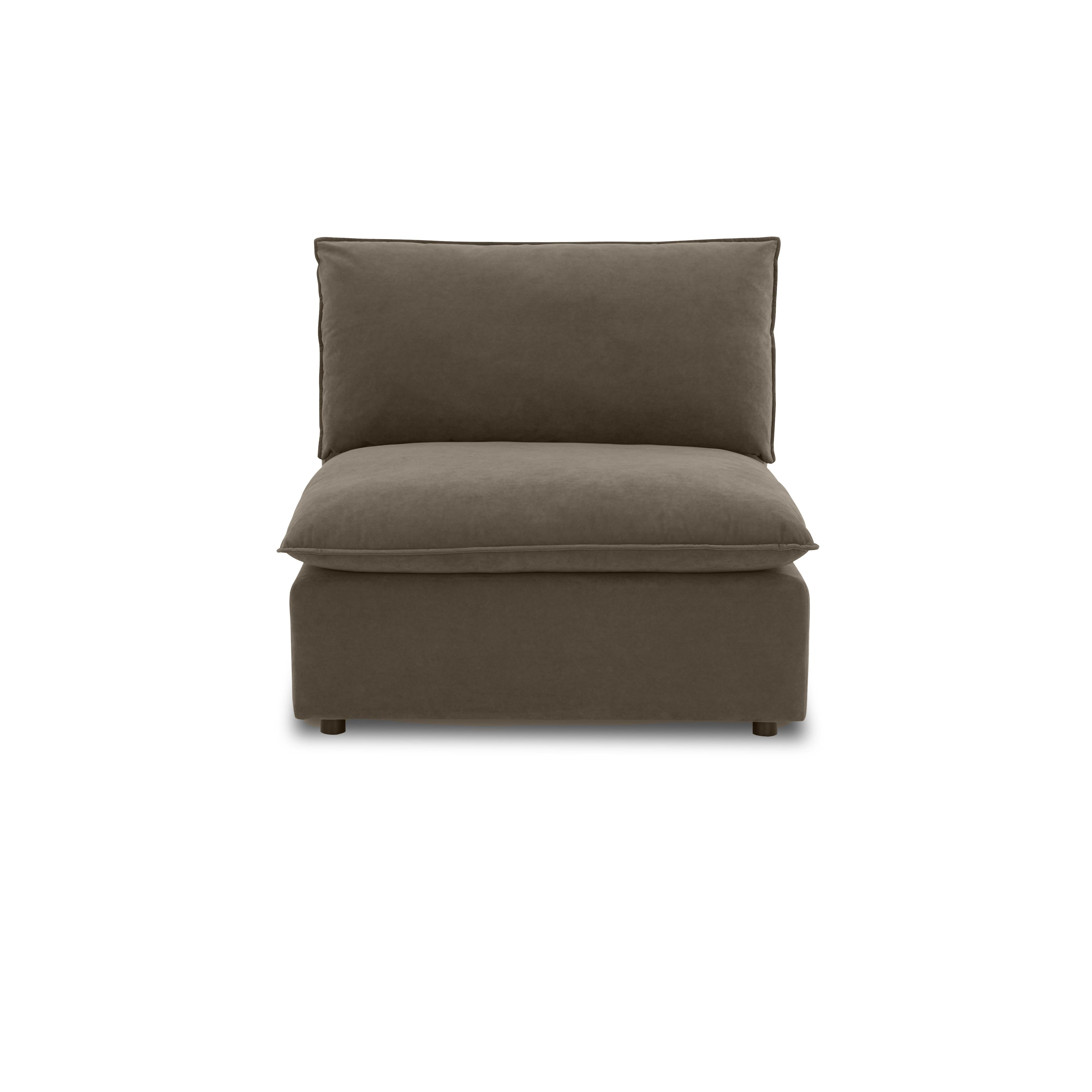 Cali Chocolate Brown Performance Velvet Armless Chair - Luxe Home Furnishings (Jersey City, NJ)