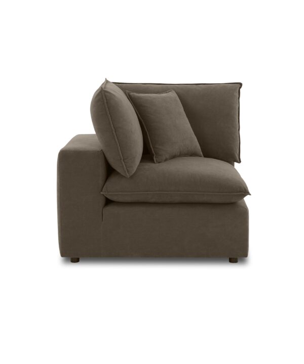 Cali Chocolate Brown Performance Velvet Corner Chair - Luxe Home Furnishings (Jersey City, NJ)