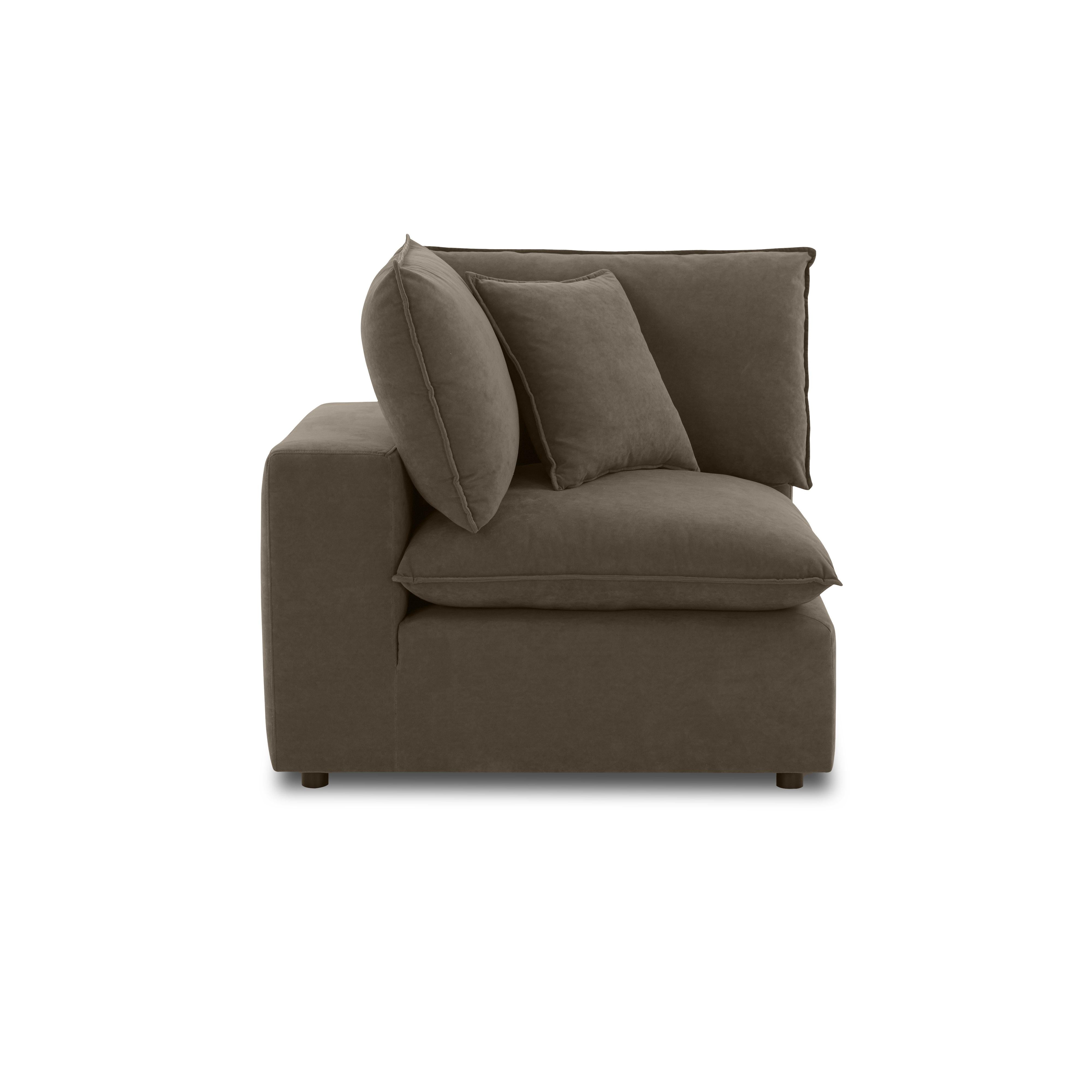 Cali Chocolate Brown Performance Velvet Corner Chair - Luxe Home Furnishings (Jersey City, NJ)