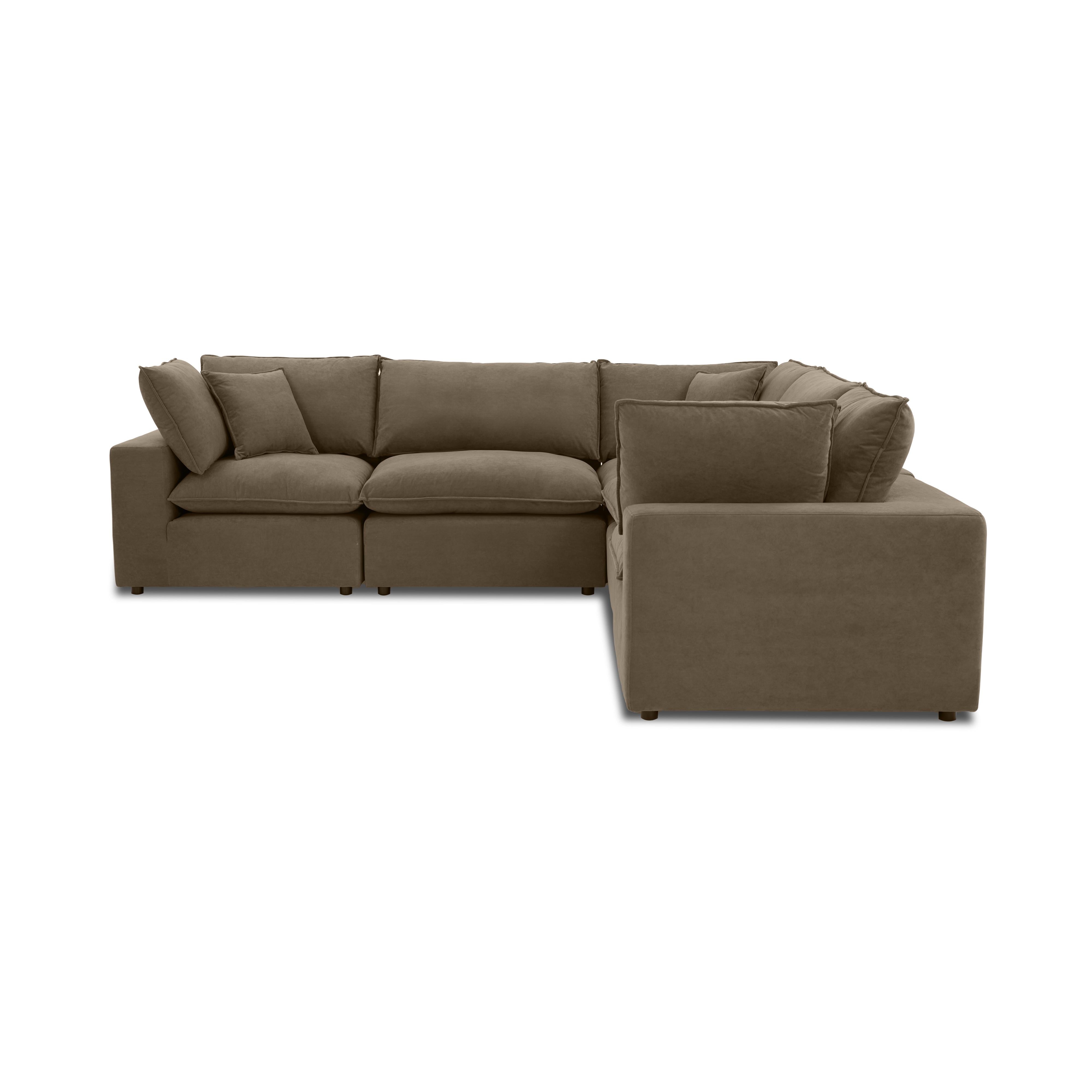 Cali 5-Piece Chocolate Brown Performance Velvet L-Sectional - Luxe Home Furnishings (Jersey City, NJ)