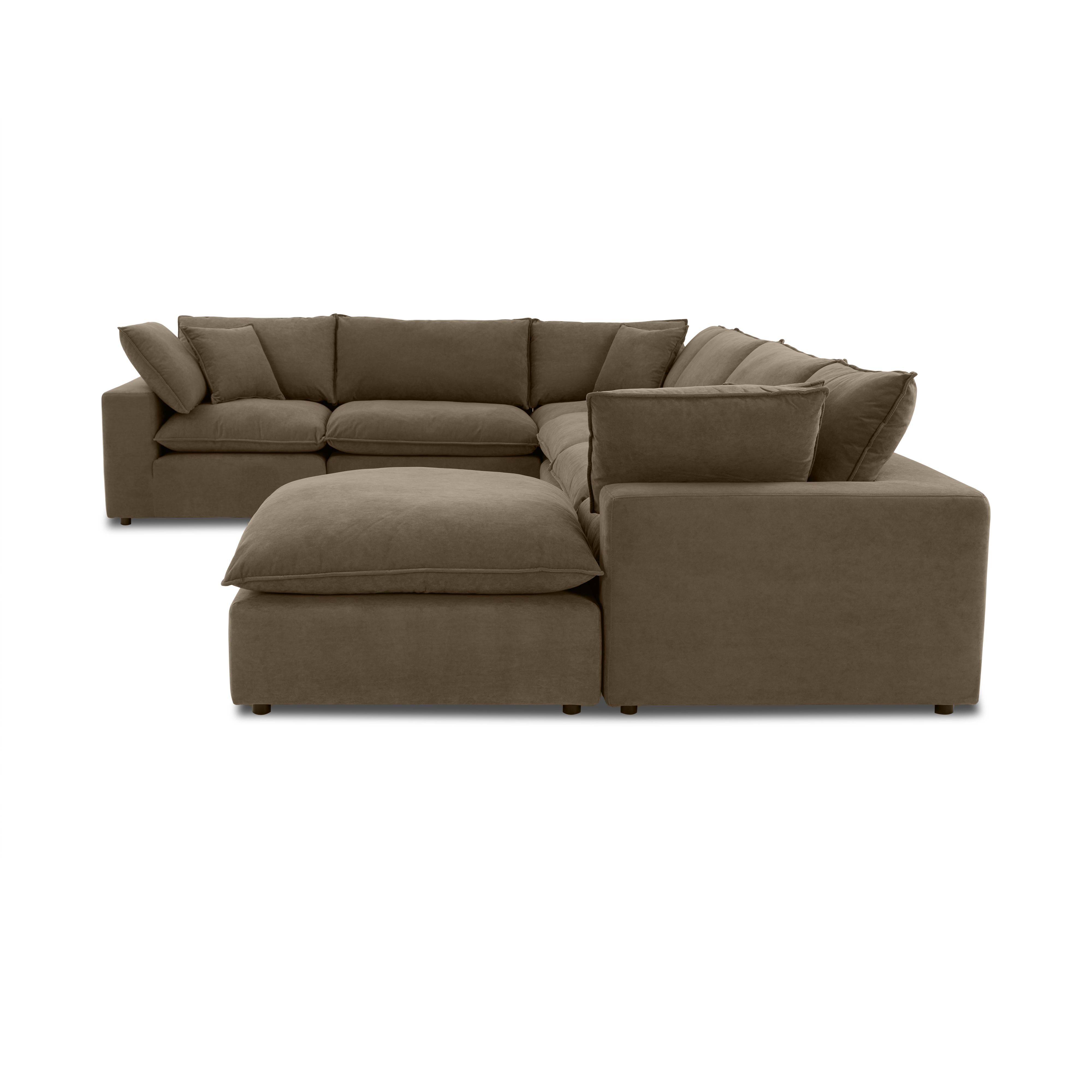 Cali 7-Piece Chocolate Brown Performance Velvet Large Chaise Sectional - Luxe Home Furnishings (Jersey City, NJ)