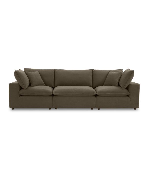 Cali 120" Chocolate Brown Performance Velvet Modular Sofa - Luxe Home Furnishings (Jersey City, NJ)