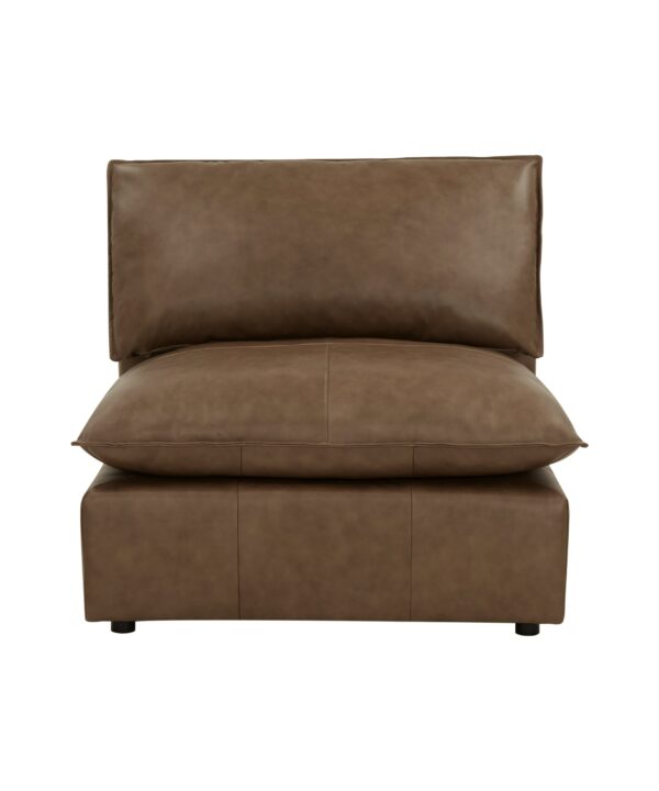 Cali Brown Leather Modular Armless Chair - Luxe Home Furnishings (Jersey City, NJ)