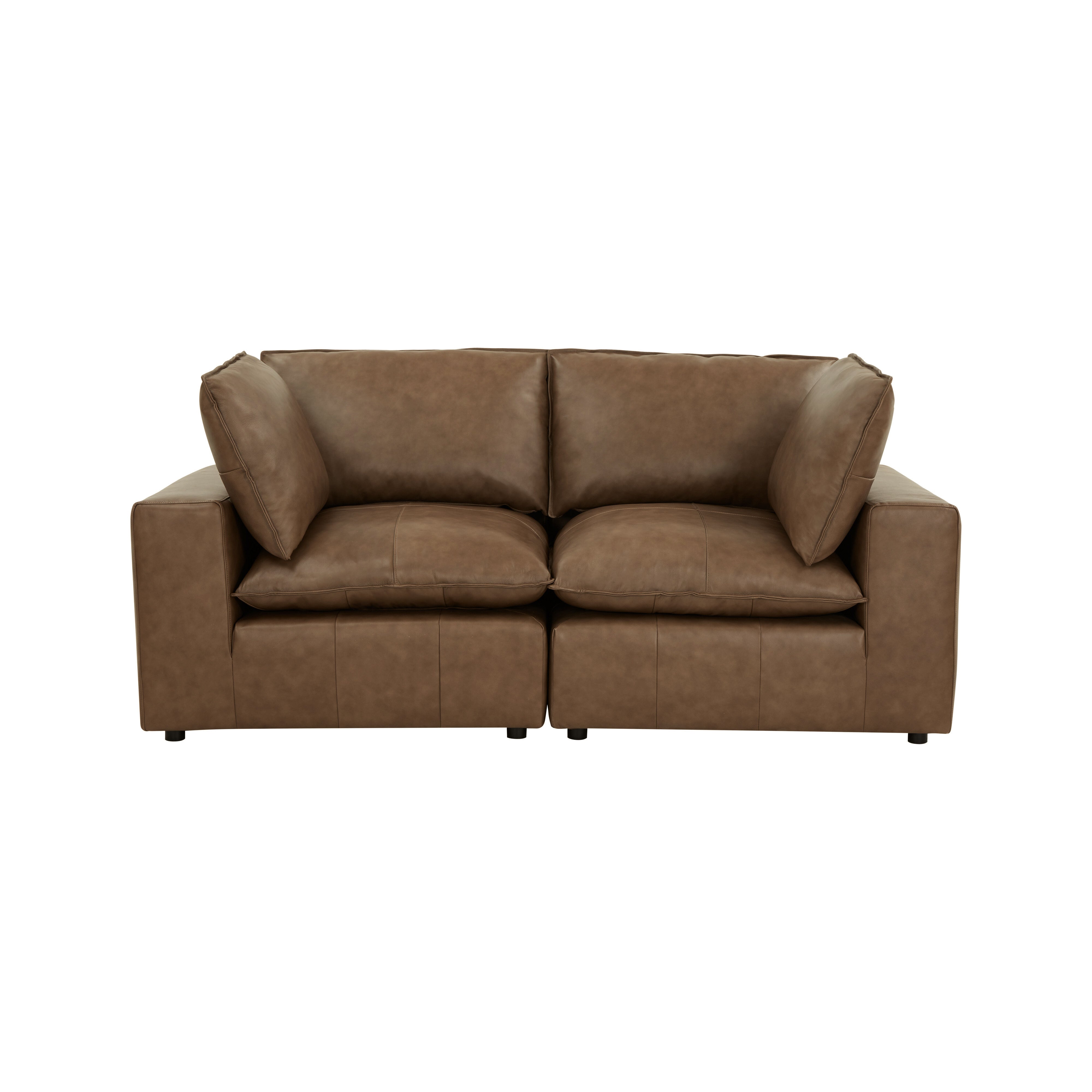 Cali 80" Brown Leather Modular Loveseat - Luxe Home Furnishings (Jersey City, NJ)