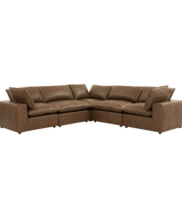 Cali 5-Piece Brown Leather Modular L-Sectional - Luxe Home Furnishings (Jersey City, NJ)