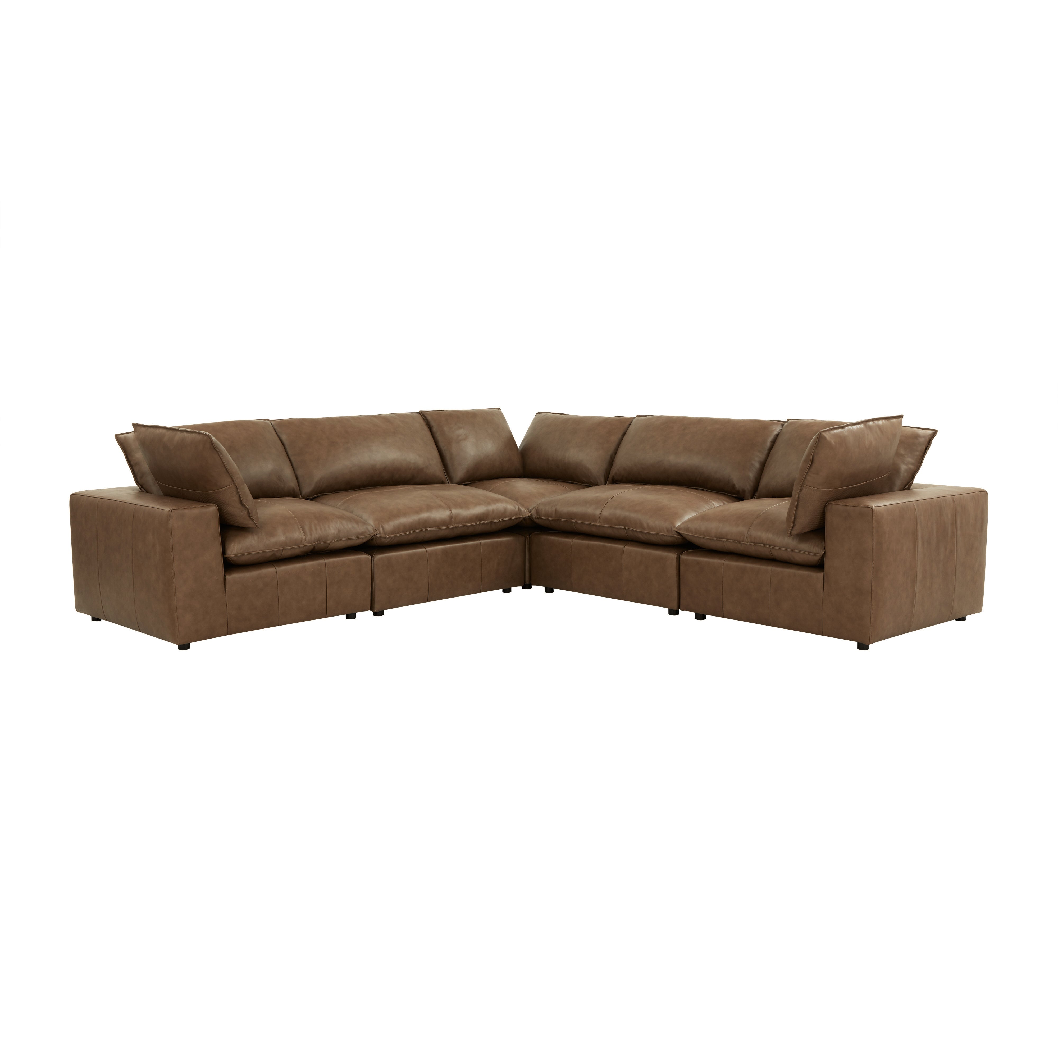 Cali 5-Piece Brown Leather Modular L-Sectional - Luxe Home Furnishings (Jersey City, NJ)