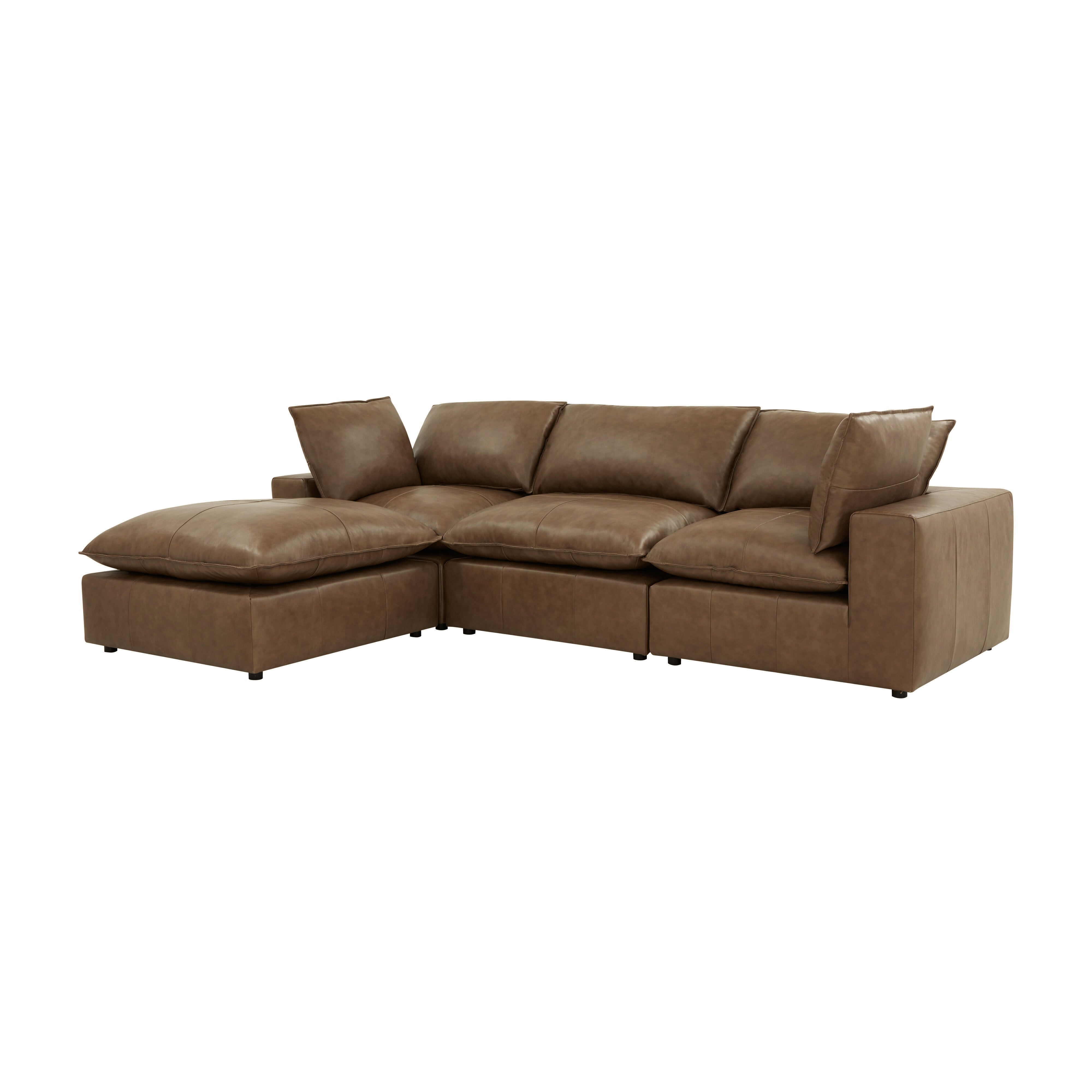 Cali 4-Piece Brown Leather Modular Sectional - Luxe Home Furnishings (Jersey City, NJ)
