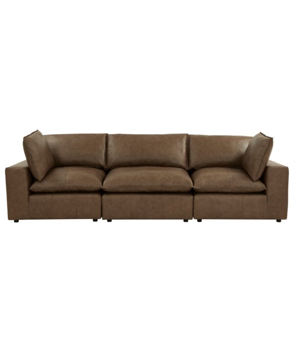Cali 120" Brown Leather Modular Sofa - Luxe Home Furnishings (Jersey City, NJ)