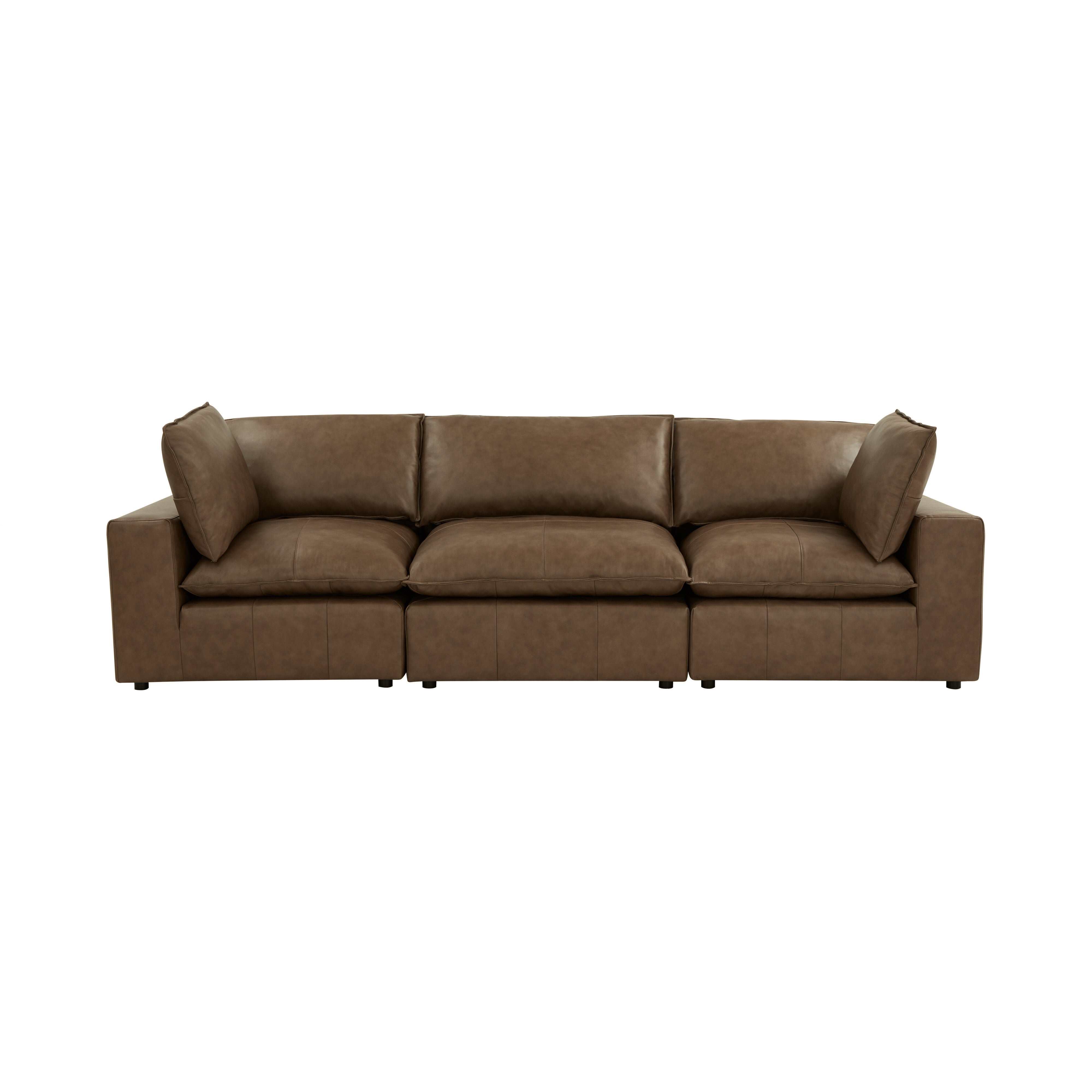 Cali 120" Brown Leather Modular Sofa - Luxe Home Furnishings (Jersey City, NJ)