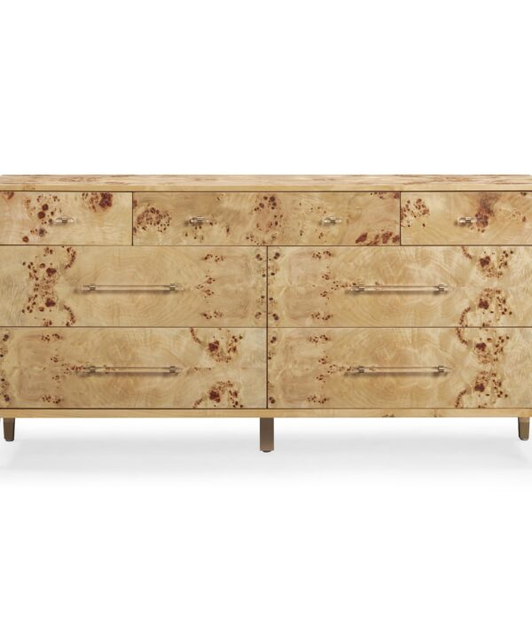 Brandyss 62" Burl 7-Drawer Dresser - Luxe Home Furnishings (Jersey City, NJ)