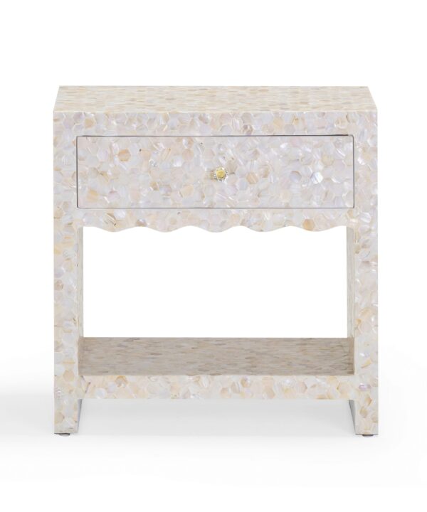 Piara 22" Natural Mother of Pearl Inlaid Nightstand With Drawer - Luxe Home Furnishings (Jersey City, NJ)