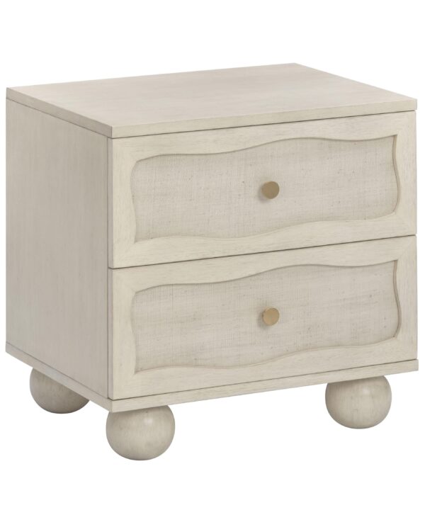 Grappa 22" Wood & Raffia Wavy 2-Drawer Nightstand - Luxe Home Furnishings (Jersey City, NJ)