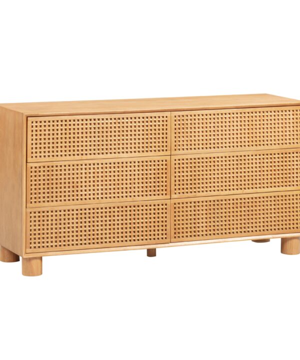 Miles 62" Natural Wood 6-Drawer Dresser - Luxe Home Furnishings (Jersey City, NJ)