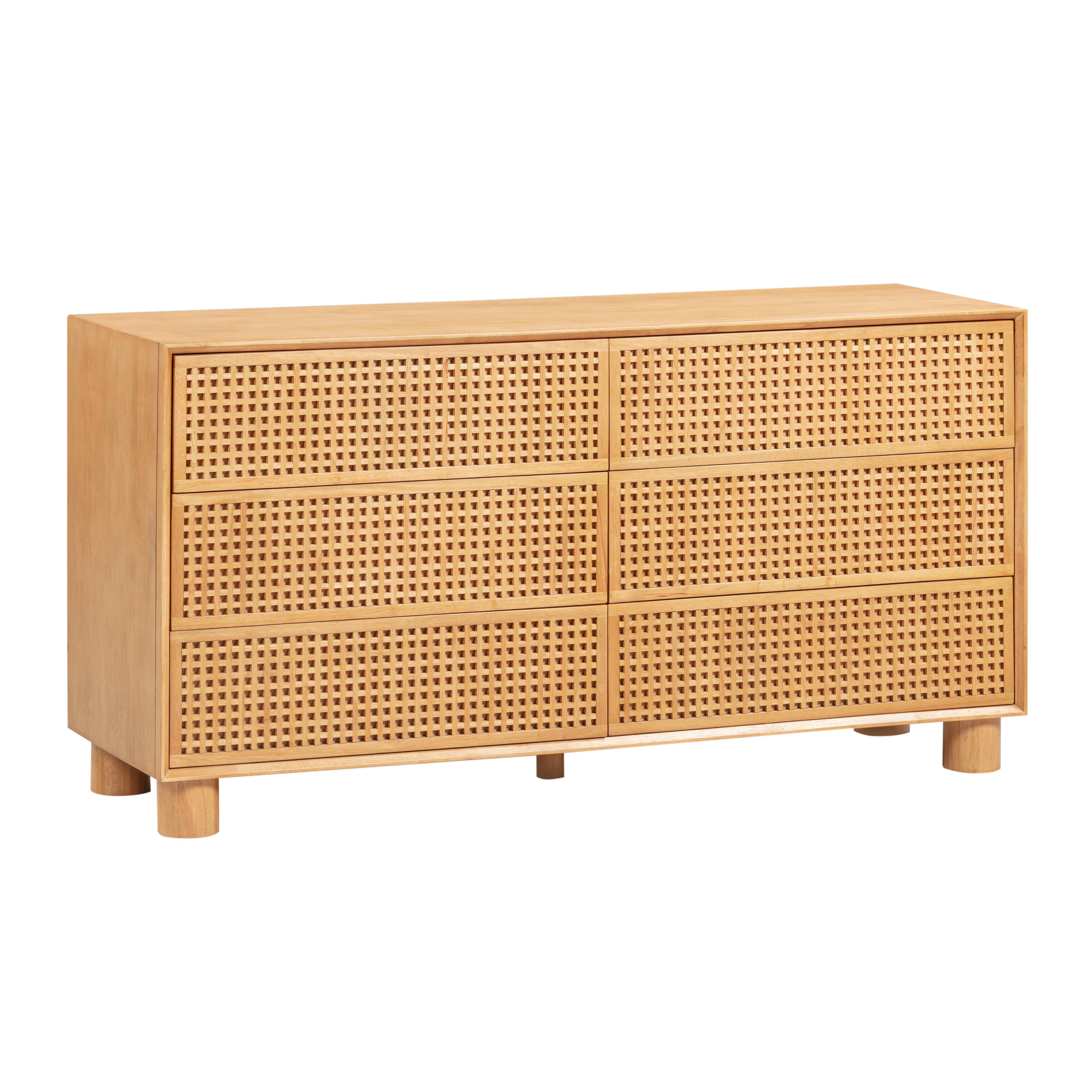 Miles 62" Natural Wood 6-Drawer Dresser - Luxe Home Furnishings (Jersey City, NJ)
