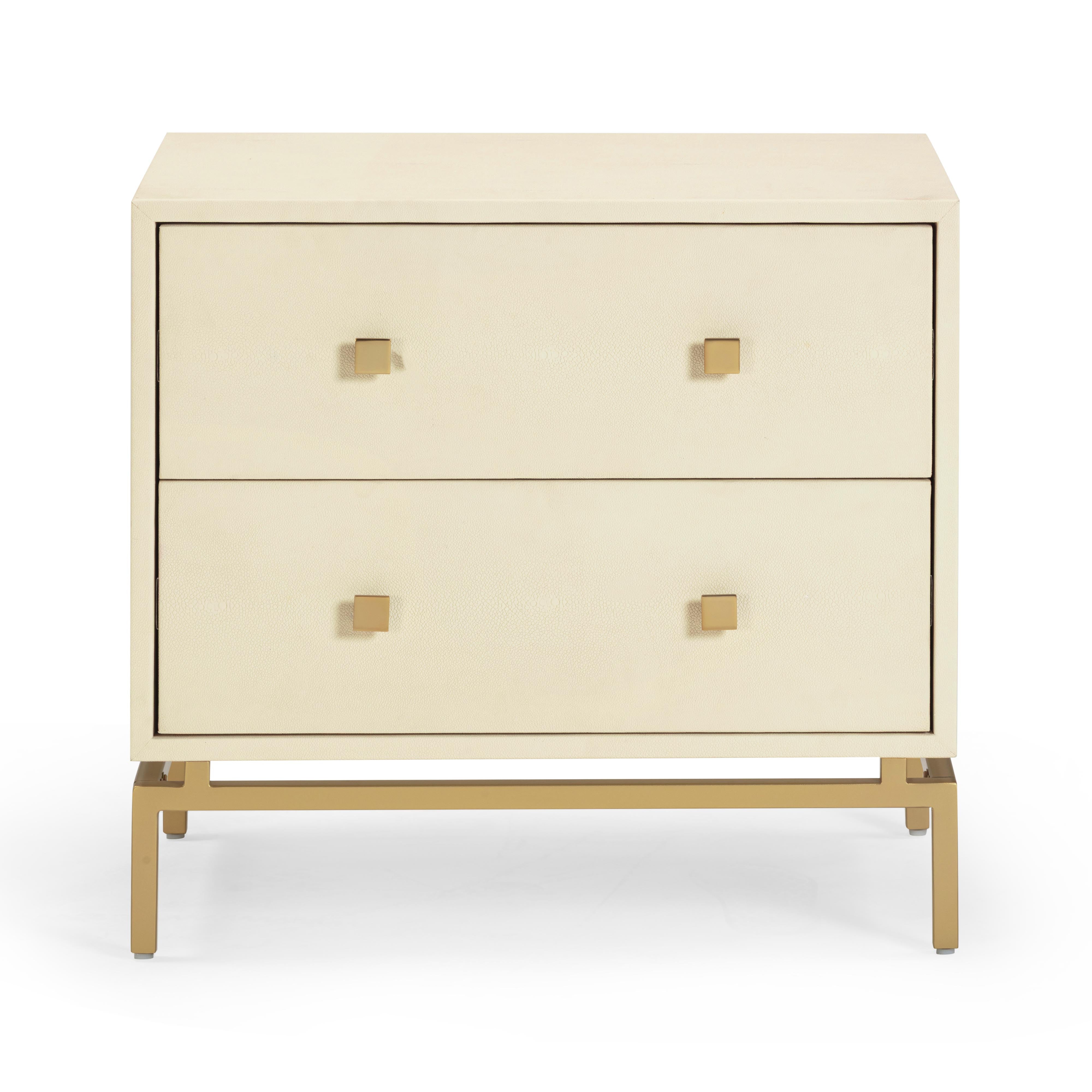 Pesce 25" Faux Shagreen 2-Drawer Nightstand - Luxe Home Furnishings (Jersey City, NJ)