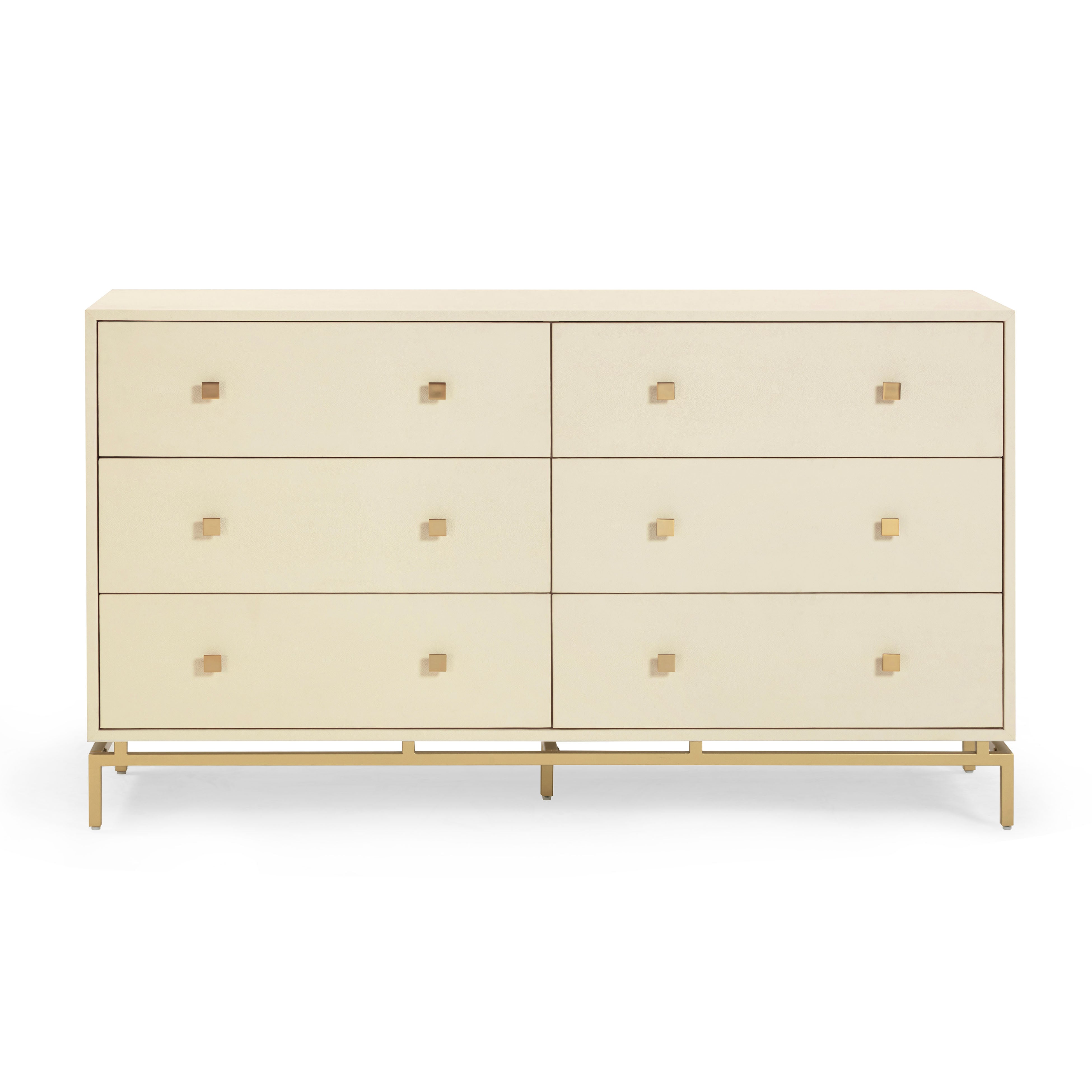 Pesce 57" Faux Shagreen 6-Drawer Dresser - Luxe Home Furnishings (Jersey City, NJ)