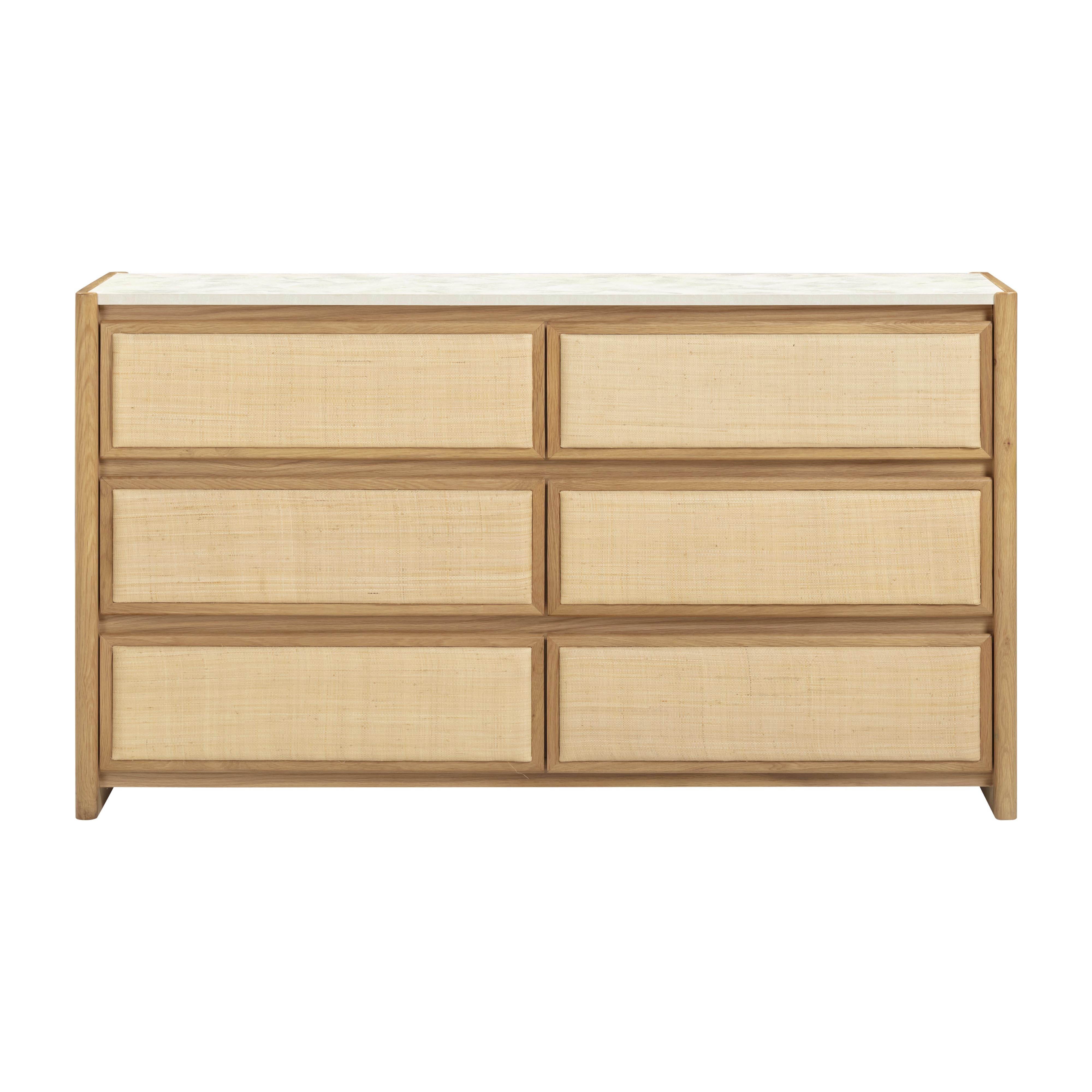 Paige 56" Natural Oak 6-Drawer Dresser - Luxe Home Furnishings (Jersey City, NJ)