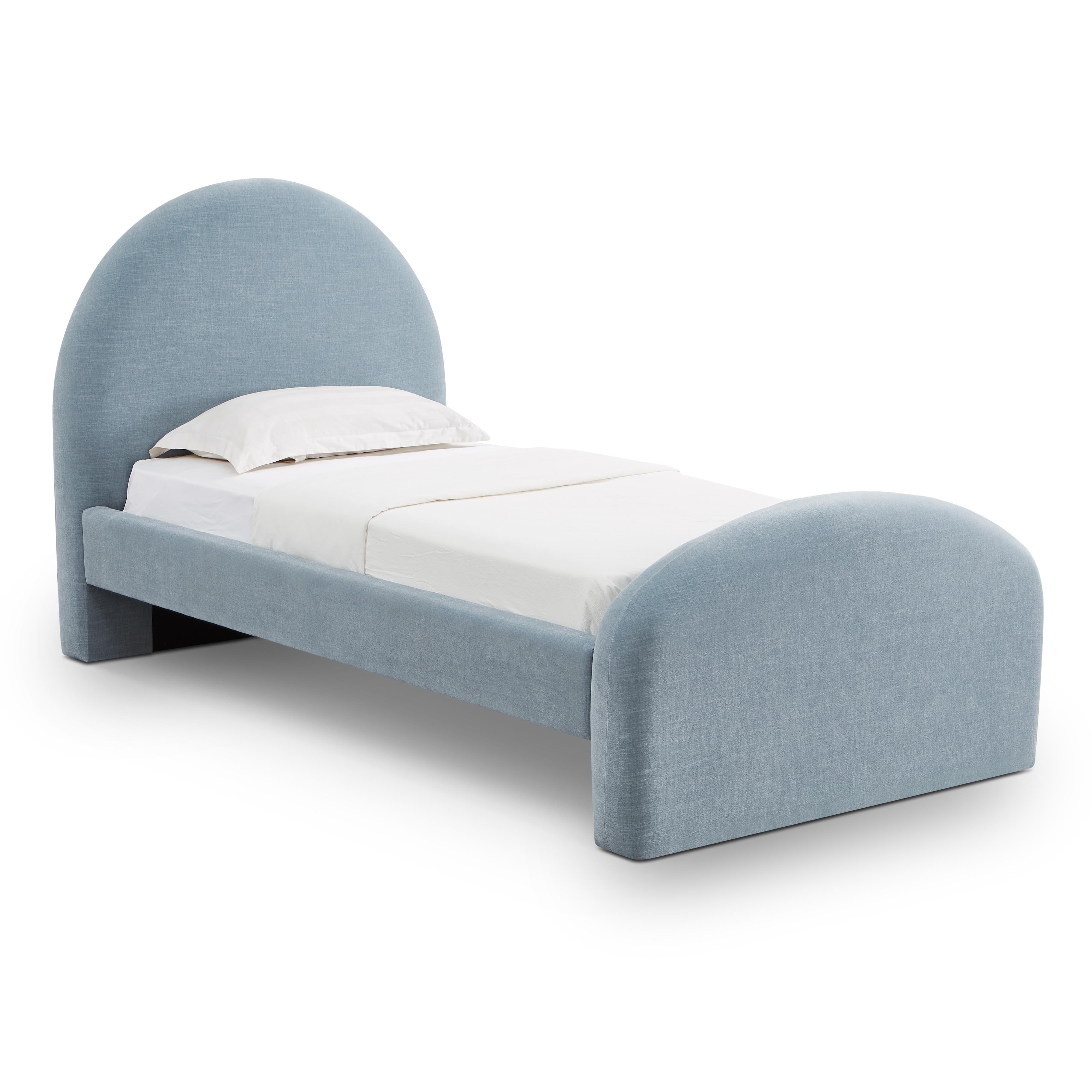 Moon Chambray Blue Performance Chenille Twin Bed - Luxe Home Furnishings (Jersey City, NJ)