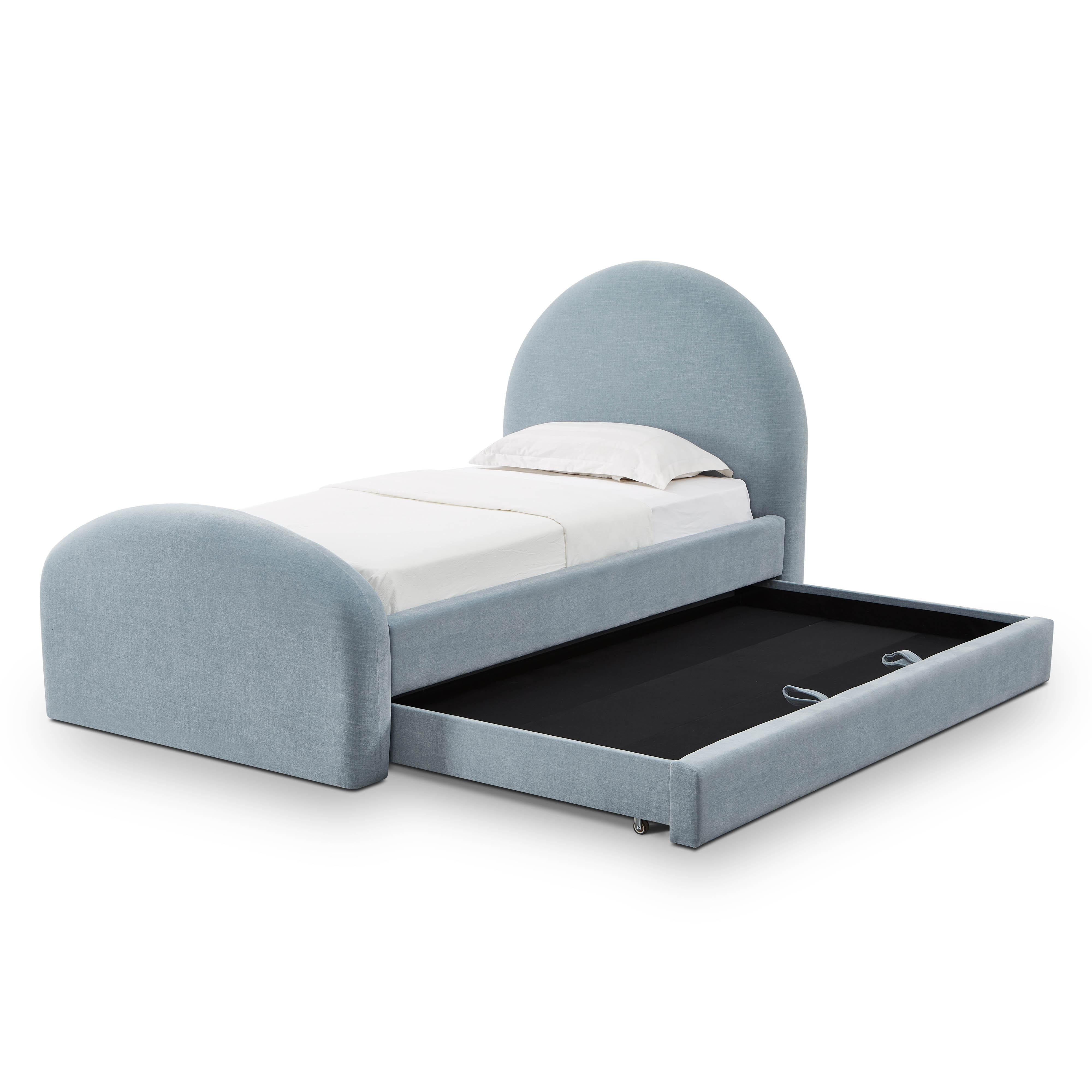 Moon Chambray Blue Performance Chenille Twin Trundle Bed - Luxe Home Furnishings (Jersey City, NJ)